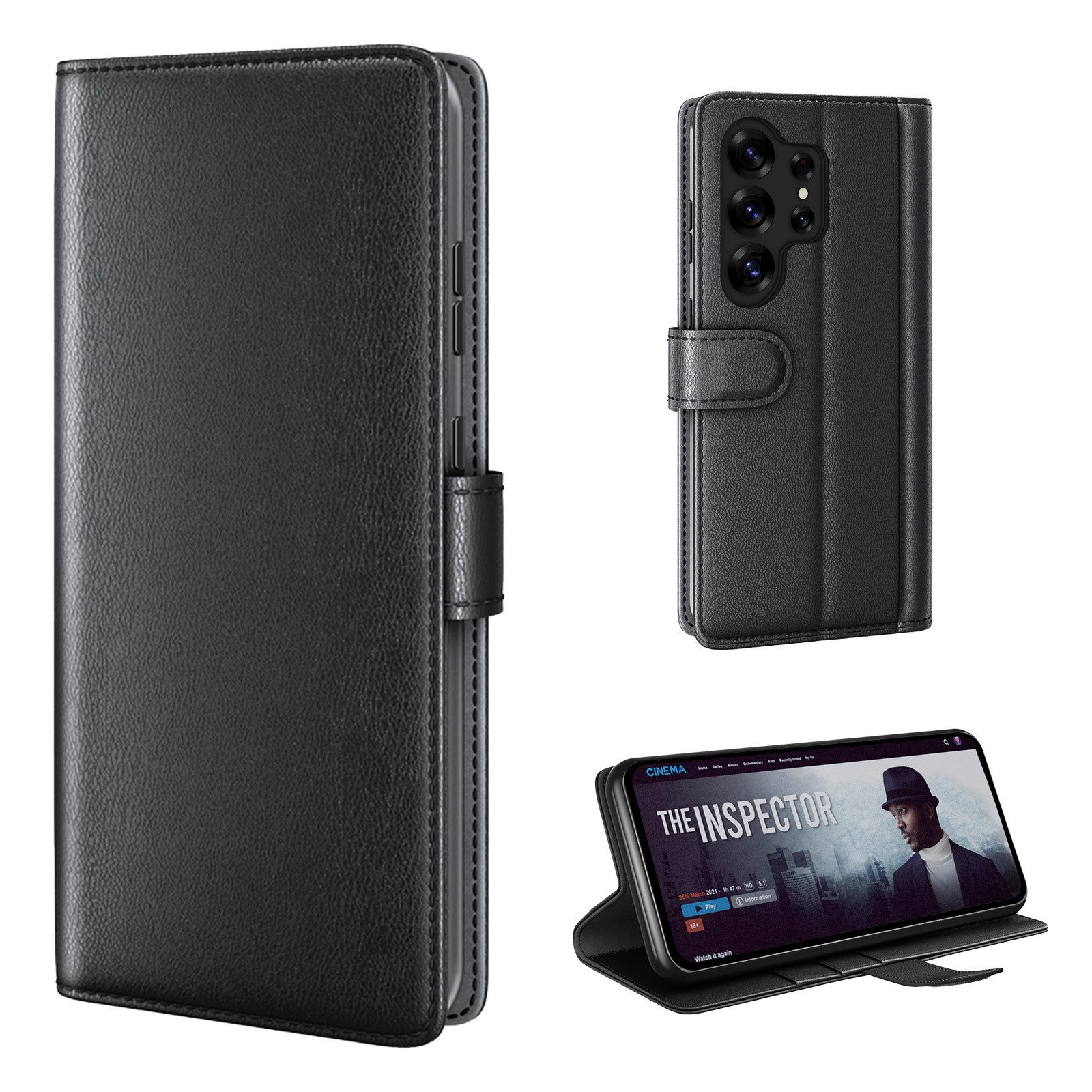 Tec-Expert Handyhülle Echtleder Handyhülle für Samsung Galaxy S26 Ultra, Cover Klapphülle Case mit Kartenfächern und Geldfach aufstellbar