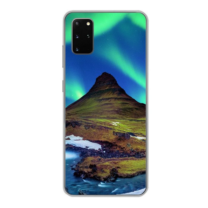 MuchoWow Handyhülle Nordlicht - Sternenhimmel - Island - Berg - Grün - Wasserfall - See Phone Case Handyhülle Samsung Galaxy S20 Plus Silikon Schutzhülle