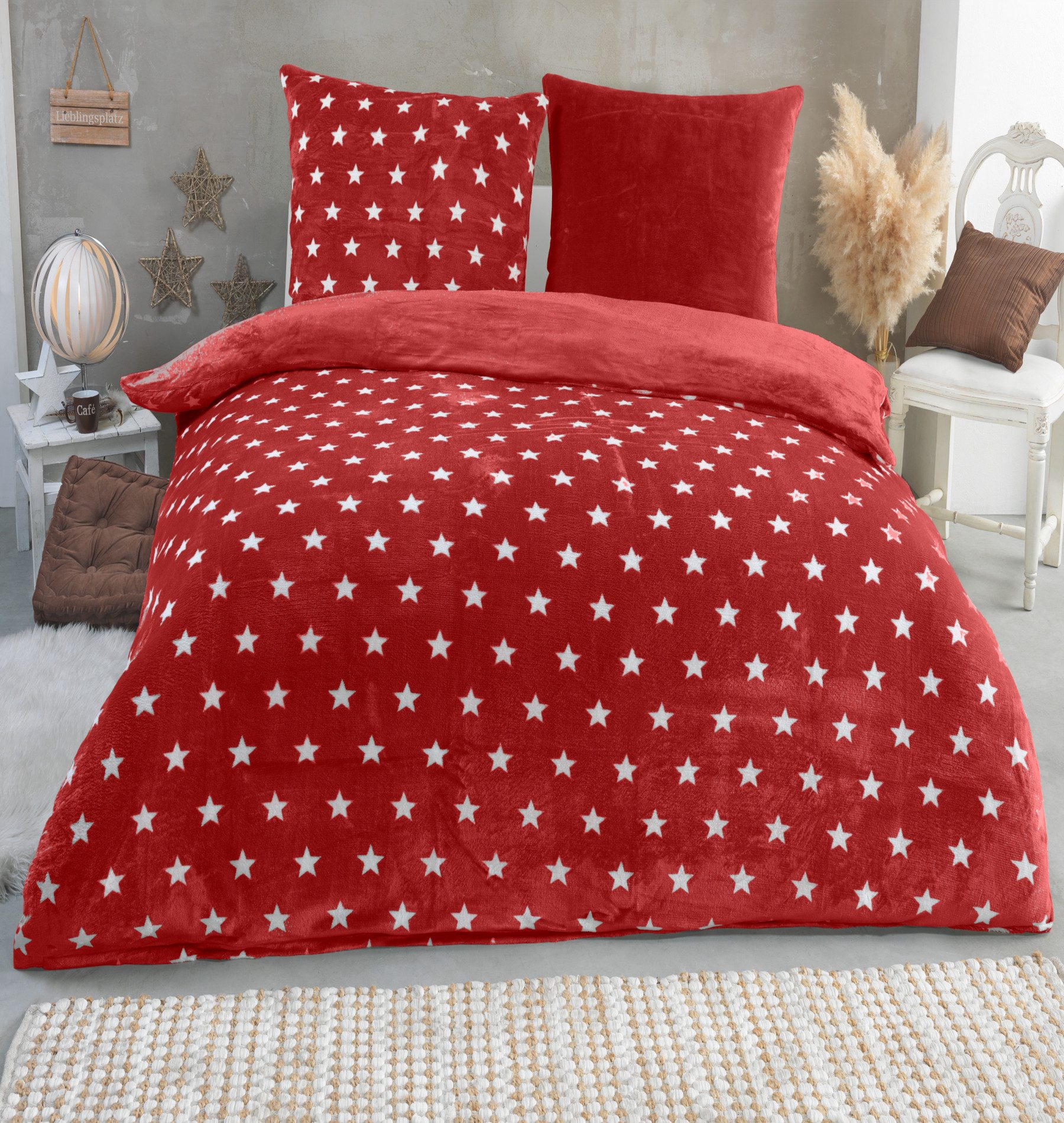 Malika Wendebettwäsche 200x200 + 2x 80x80 cm Cashmere Touch Sterne Bettwäsc günstig online kaufen