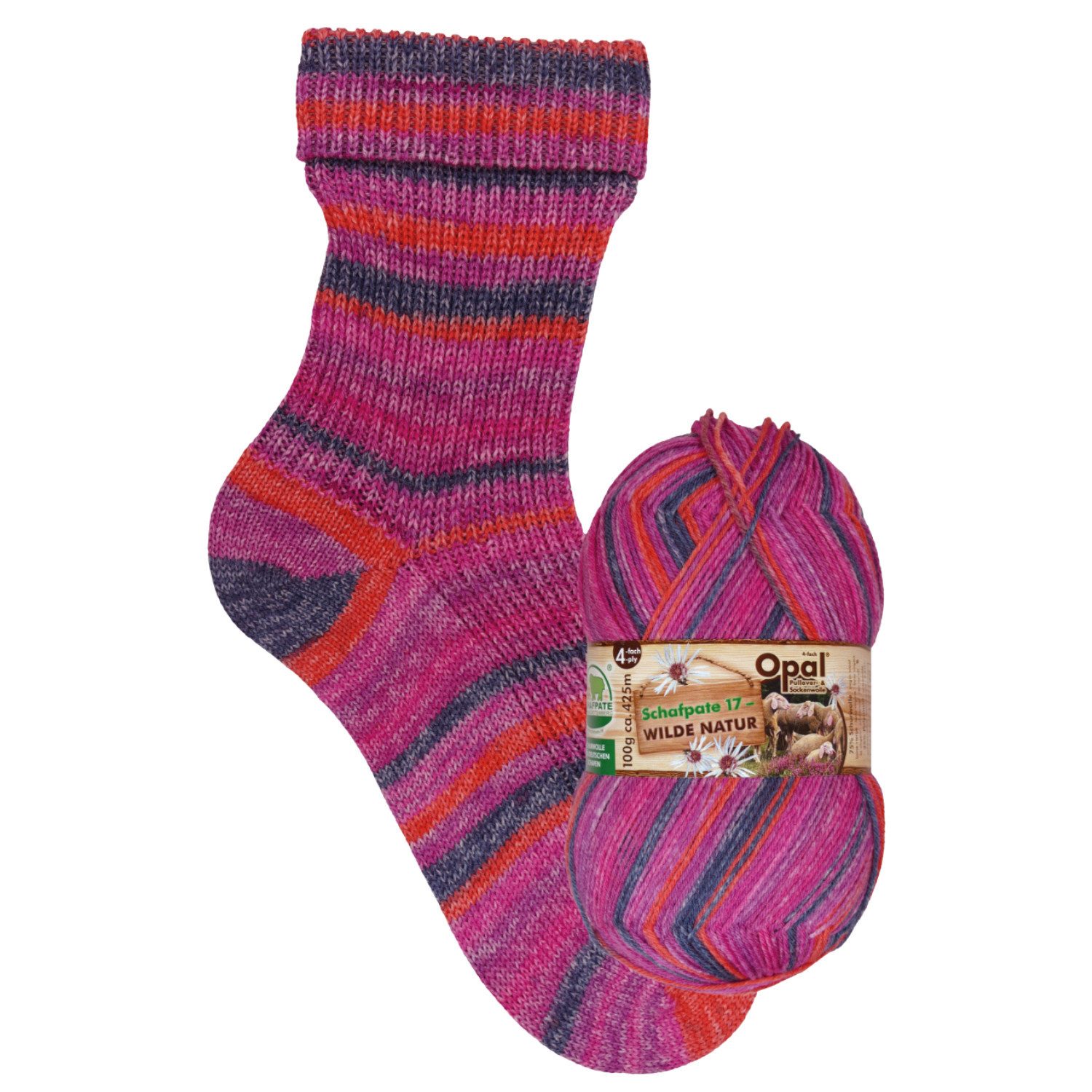 Opal SCHAFPATE 17 Wilde Natur Sockenwolle Häkelwolle, 425 m (4-fach Pullover- und Sockenwolle), 100 g