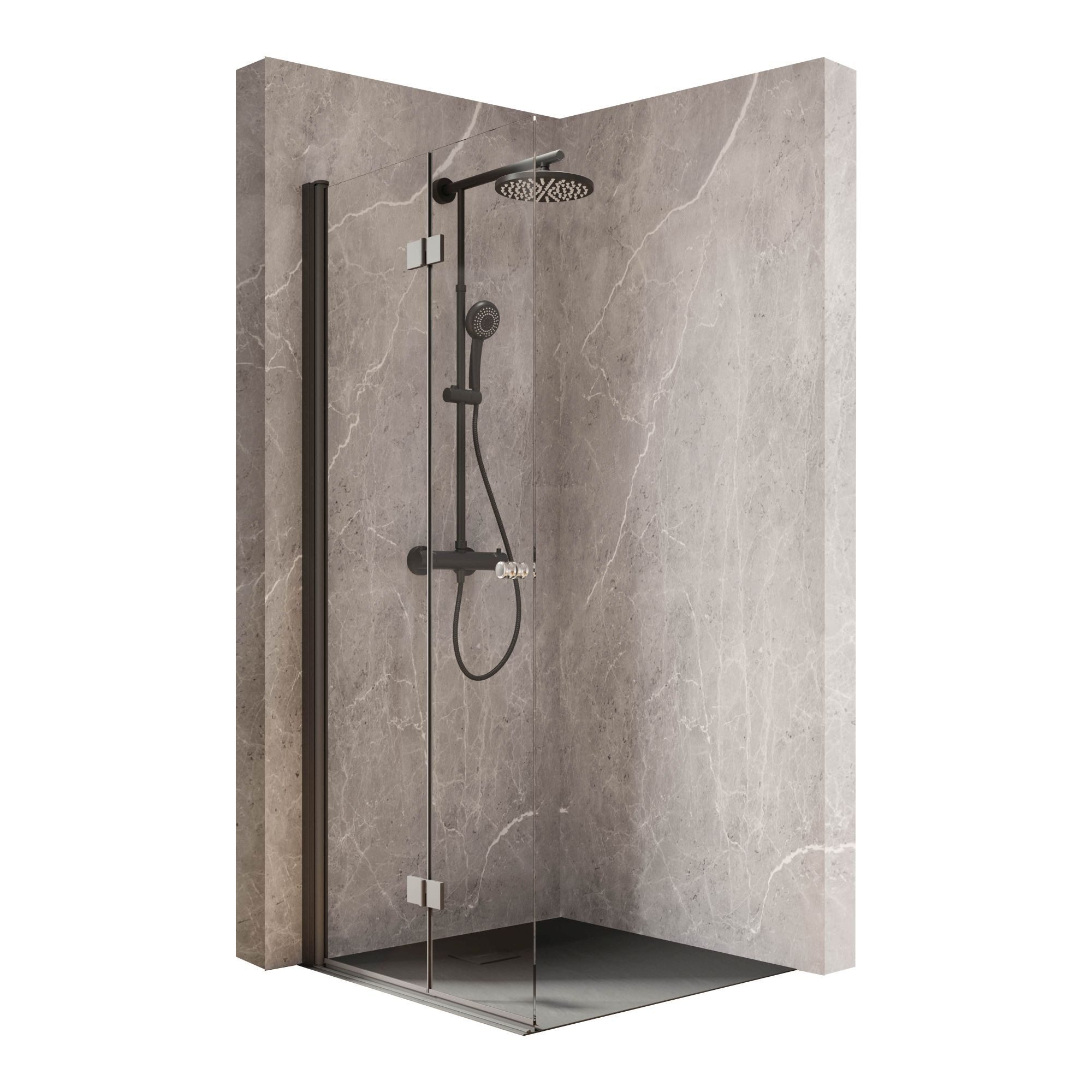 Schulte Dusch-Falttür Garant 2.0, 90x200 cm, 6 mm Sicherheitsglas, Walk In Drehfalttür, inkl. Heb-Senk-Mechanismus