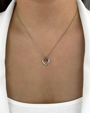DANIEL CLIFFORD Herzkette Liliana' Damen Halskette Silber 925 mit Anhänger Herz (inkl. Verpackung), 45cm filigrane Silberkette mit Herz Anhänger und Zirkonia Kristallen