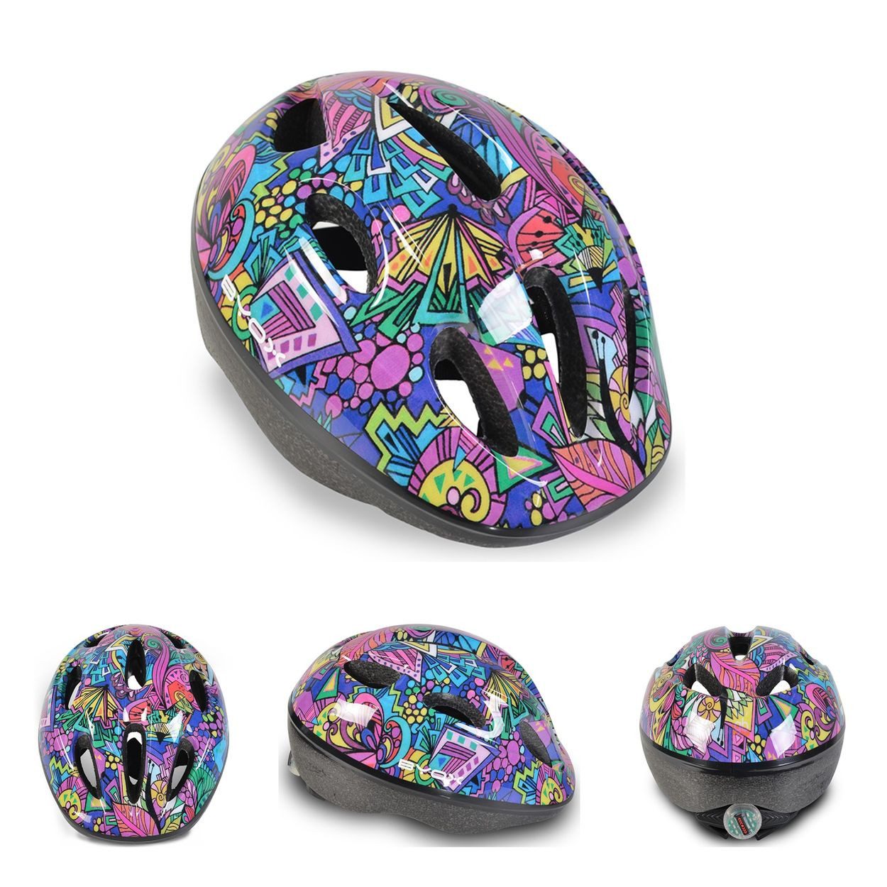 Byox Kinderhelm Kinder Schutzhelm Y03 Größe S 48-54 cm, einstellbar LED-Beleuchtung 8 Löcher
