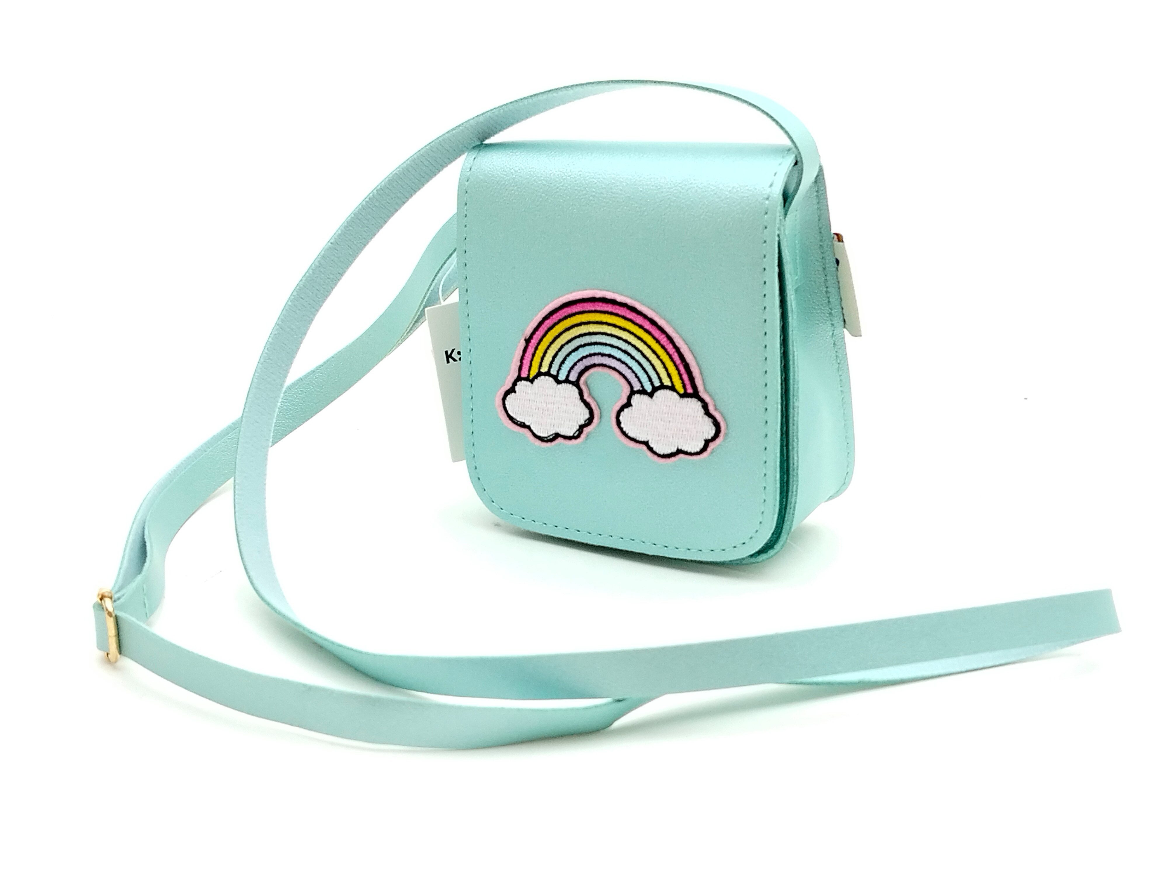 GlücksNugget Kindergartentasche Mädchentasche mint mit Regenbogen – Kinder Umhängetasche