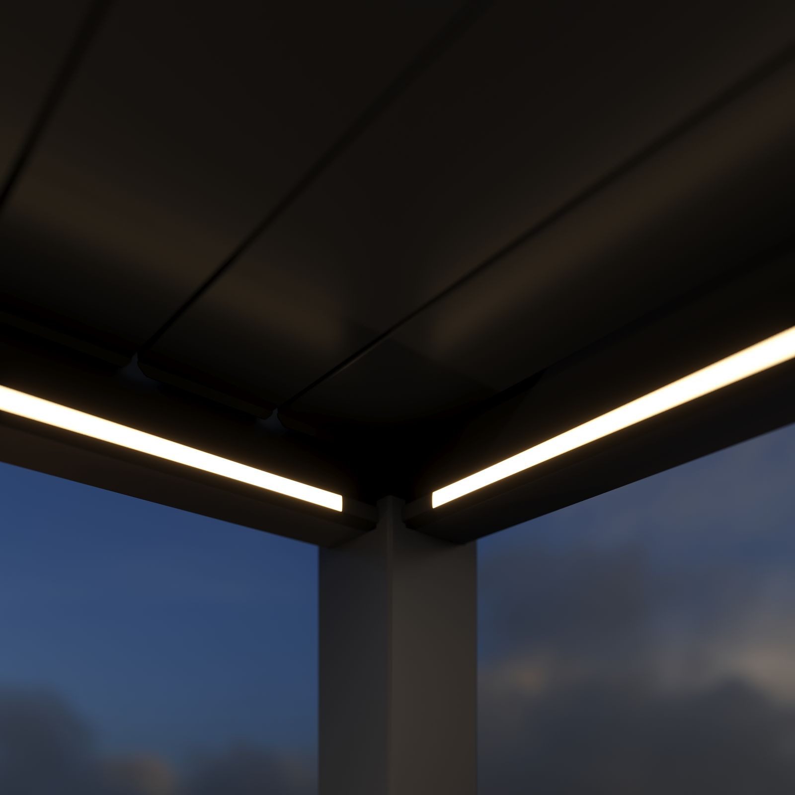 Weide Pergola Deluxe Plus Elektrisch Pavillon Terrassenüberdachung Alu LED 4 x 4 M, BxTxH: 400x400x255 cm