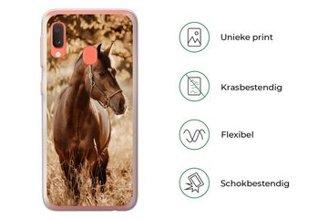 MuchoWow Handyhülle Pferd - Sonne - Porträt - Natur - Braun, Handyhülle Samsung Galaxy A20e, Smartphone-Bumper, Print, Handy
