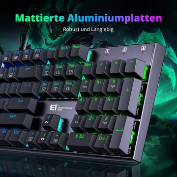 Redragon ET Mechanical Mechanische Gaming-Tastatur mit RGB Beleuchtung Tastatur (QWERTZ Layout, 105 Tasten, Programmierbar, Kabelgebunden, RGB Beleuchtung)