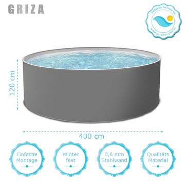 Paradies Pool Rundpool, GRIZA Stahlwandpool rund 400x120cm Premium