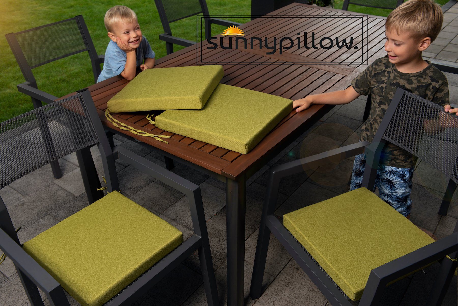 sunnypillow Stuhlkissen 4er Set Kissen 40 x 40 x 5 cm, Sitzkissen Sitzauflage für Stühle, Bänke