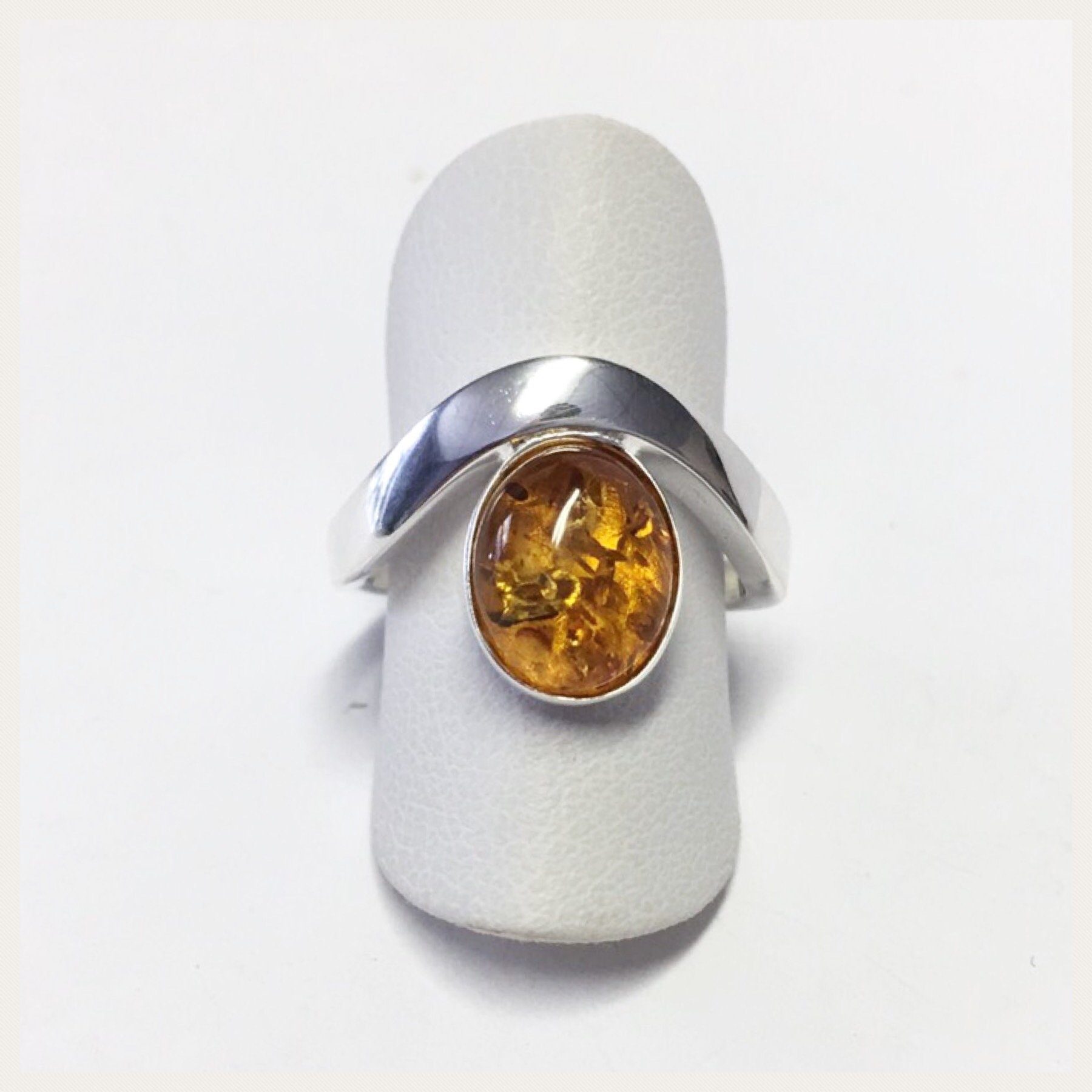 Edelschmiede925 Silberring Edelschmiede925 Silberring 925 mit braunem Bernstein oval Ringgröße 52