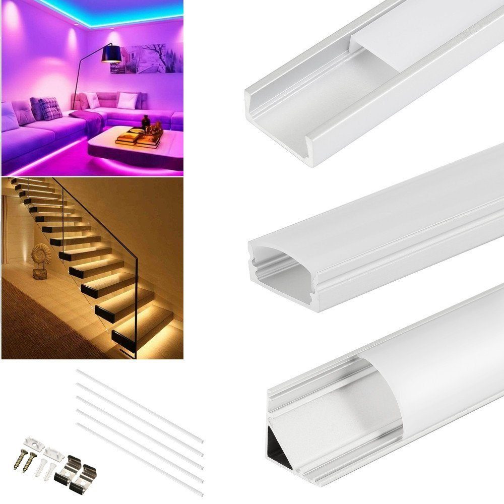 LED-Stripe-Profil 5er 1M iscooter Eloxiert LED-Profil Alu Aluprofil-A Schiene Profile LED Profil Leiste Aluprofil