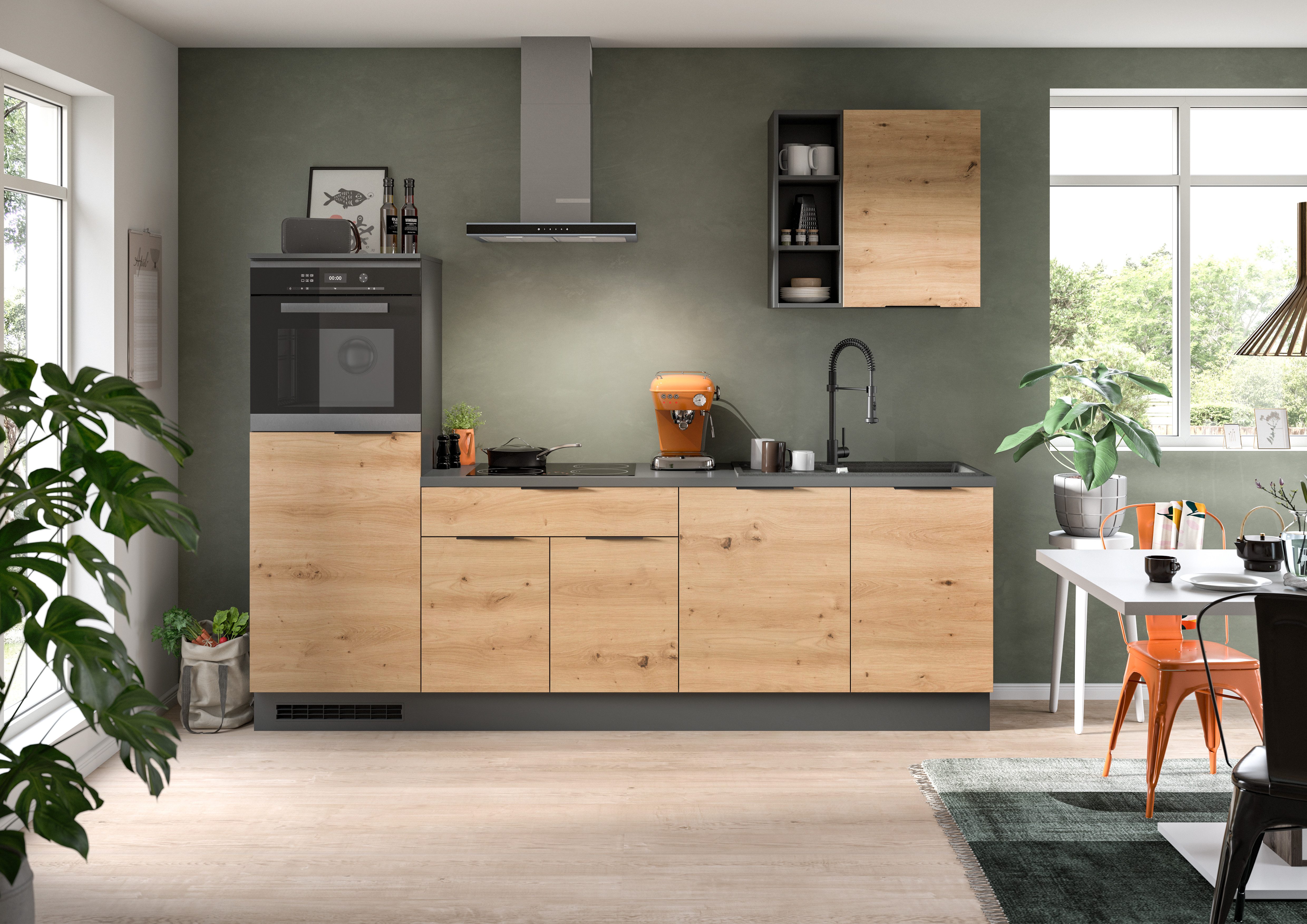 KOCHSTATION Küchenzeile KS-Lulea, Breite 260 cm, ohne E-Geräte, mit 3 cm st günstig online kaufen