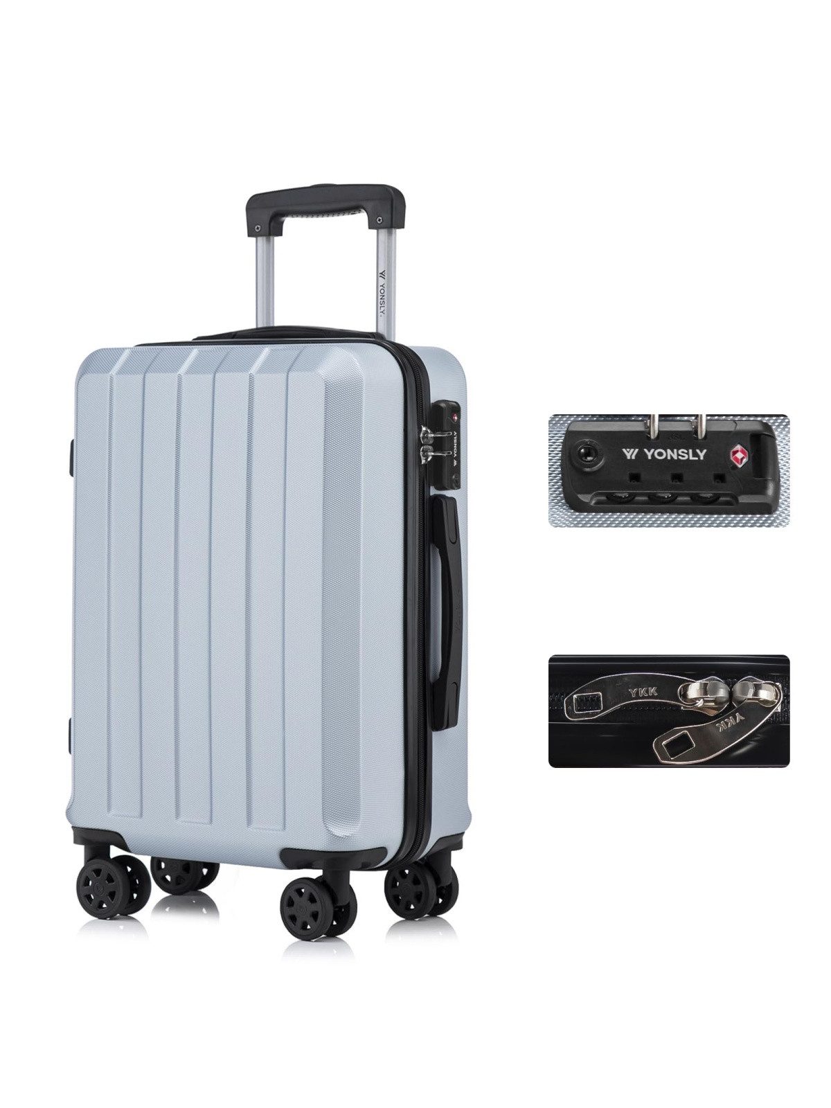 yonsly Hartschalen-Trolley Premium Hartschalen-Reisekoffer, 4 Rollen, TSA-Schloss, YKK-Reißverschluss, austauschbare Rollen/Griffe