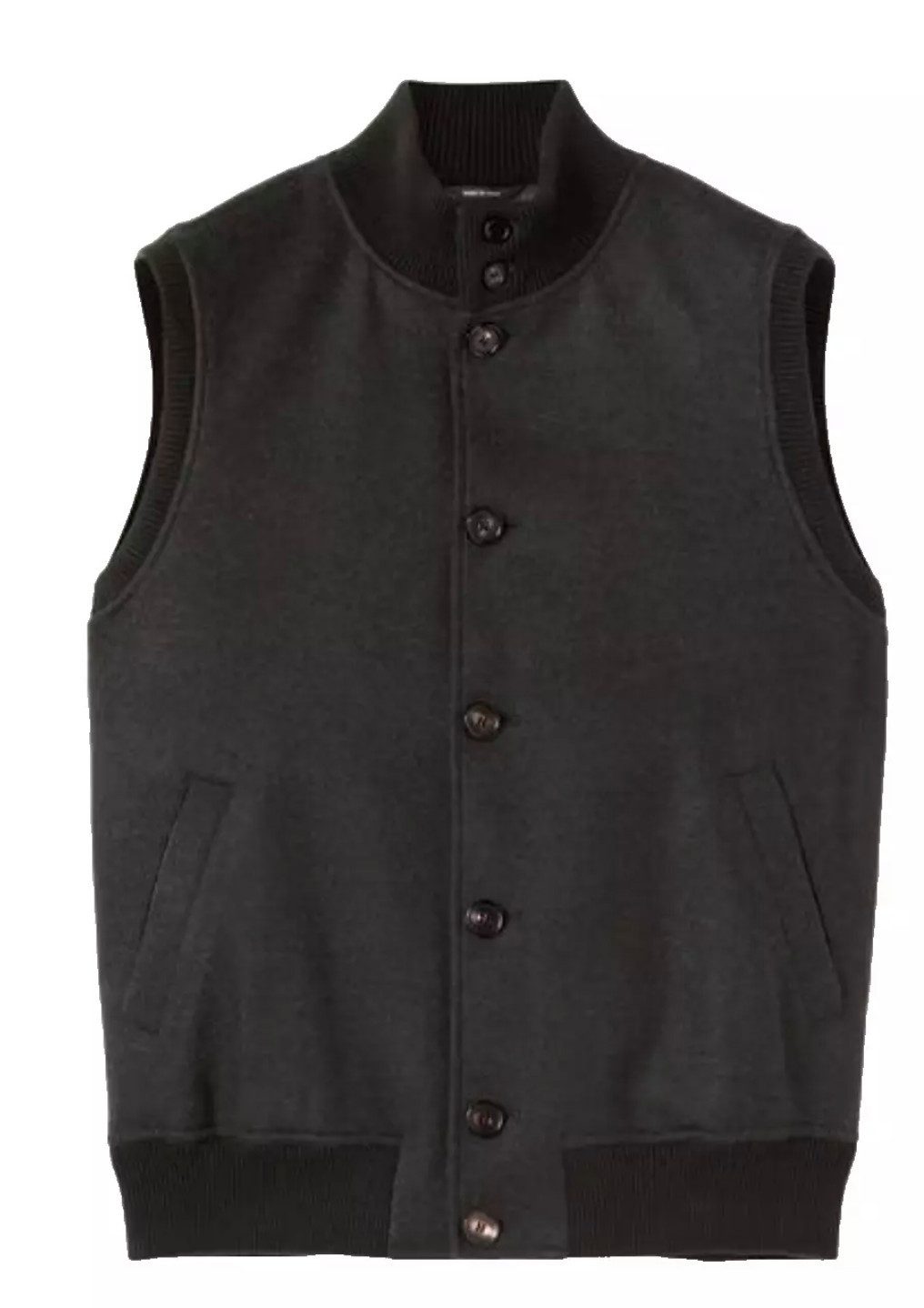Loro Piana Strickweste Carry Vest Weste Button-Up Gilet Kaschmir Blouson Doppellagige Kaschmir, Rippenstrick an Kragen und Kanten