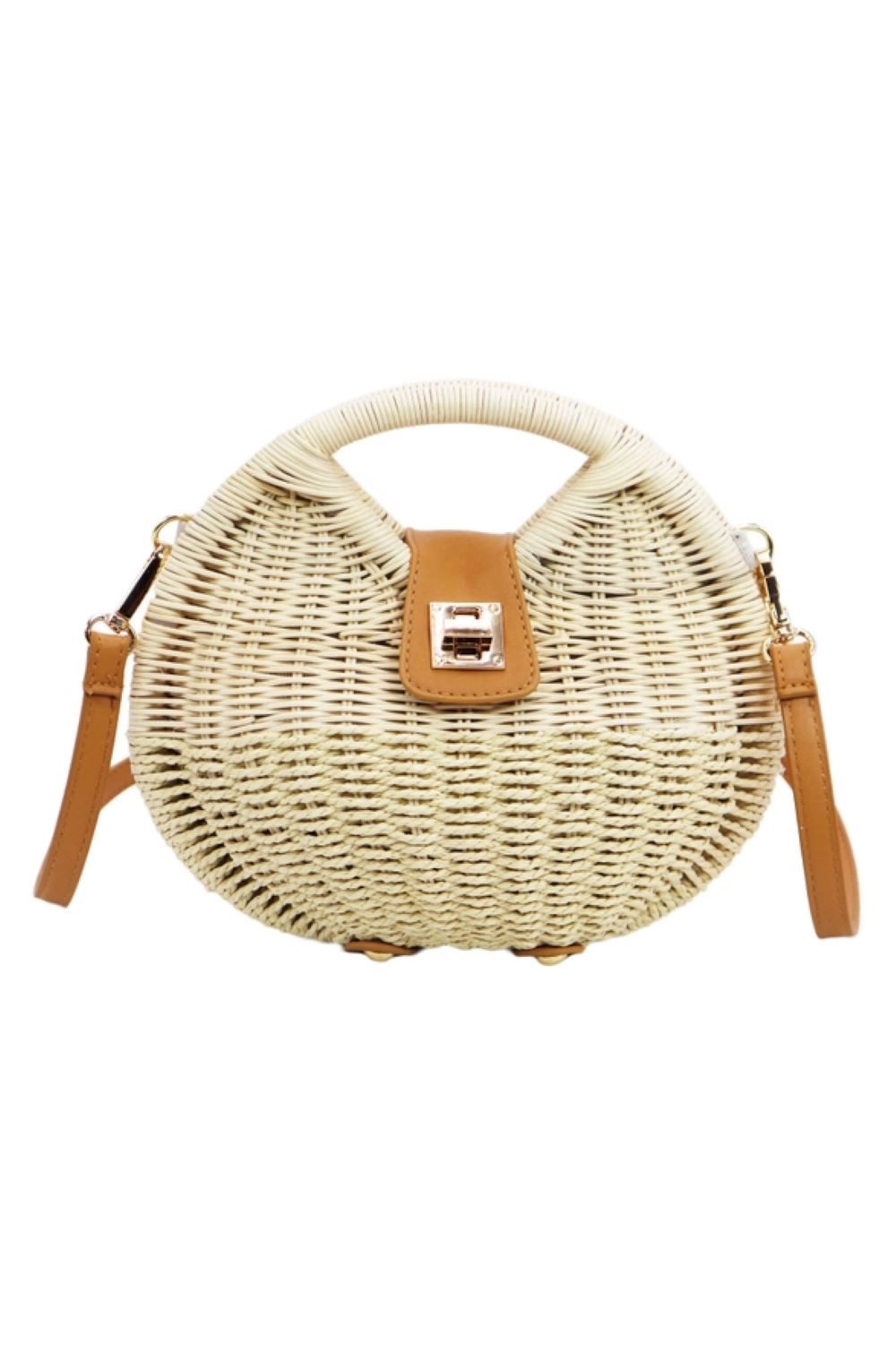 Goodman Design Umhängetasche Zweifarbige Rattan- und Strohtasche – Sommerlicher Boho-Look mit Stil, Handgefertigt – jedes Stück ein Unikat