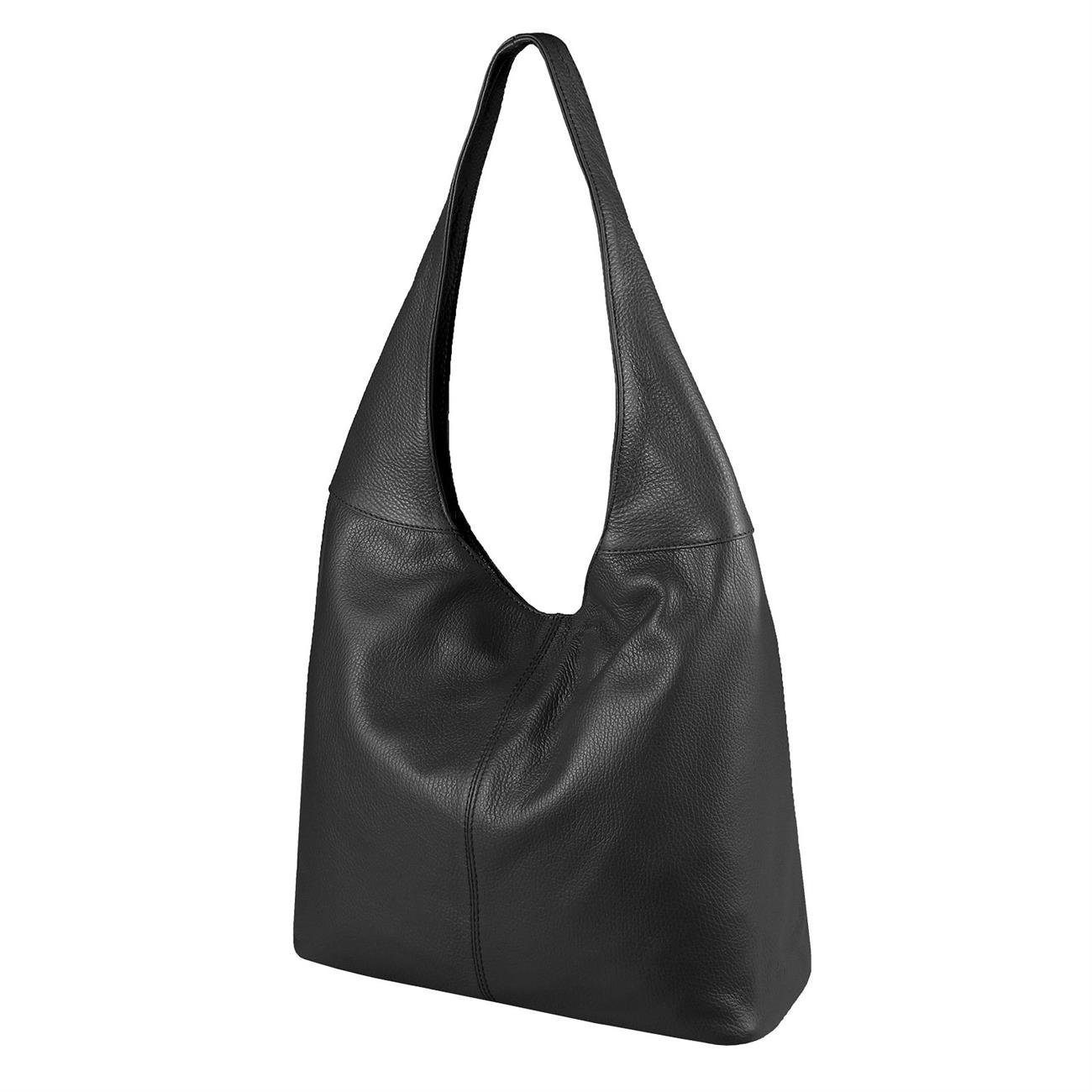 ITALYSHOP24 Shopper Made in Italy Damen echtes Leder Tasche Schultertasche Umhängetasche, Hobo Bag große Hauptfach Alltagstasche mit viel Stauraum leicht bequem