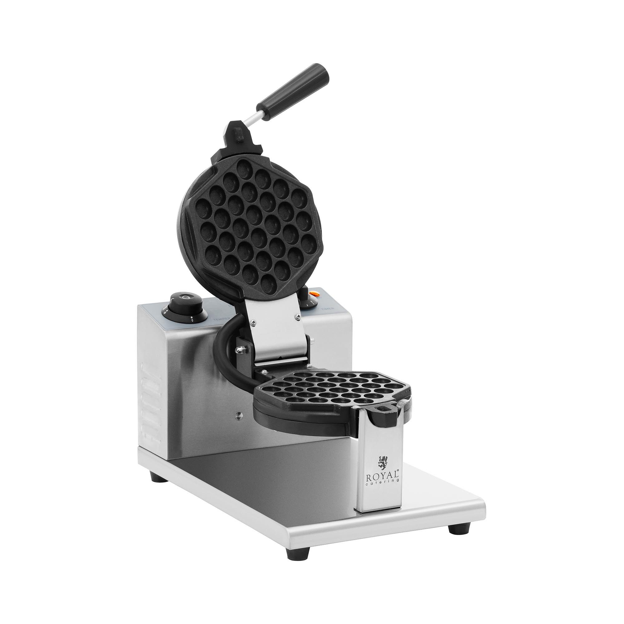 Royal Catering Waffeleisen Bubble Waffelmaschine Waffelautomat Profi Timer Teflon rund 1200 W, 1200 W
