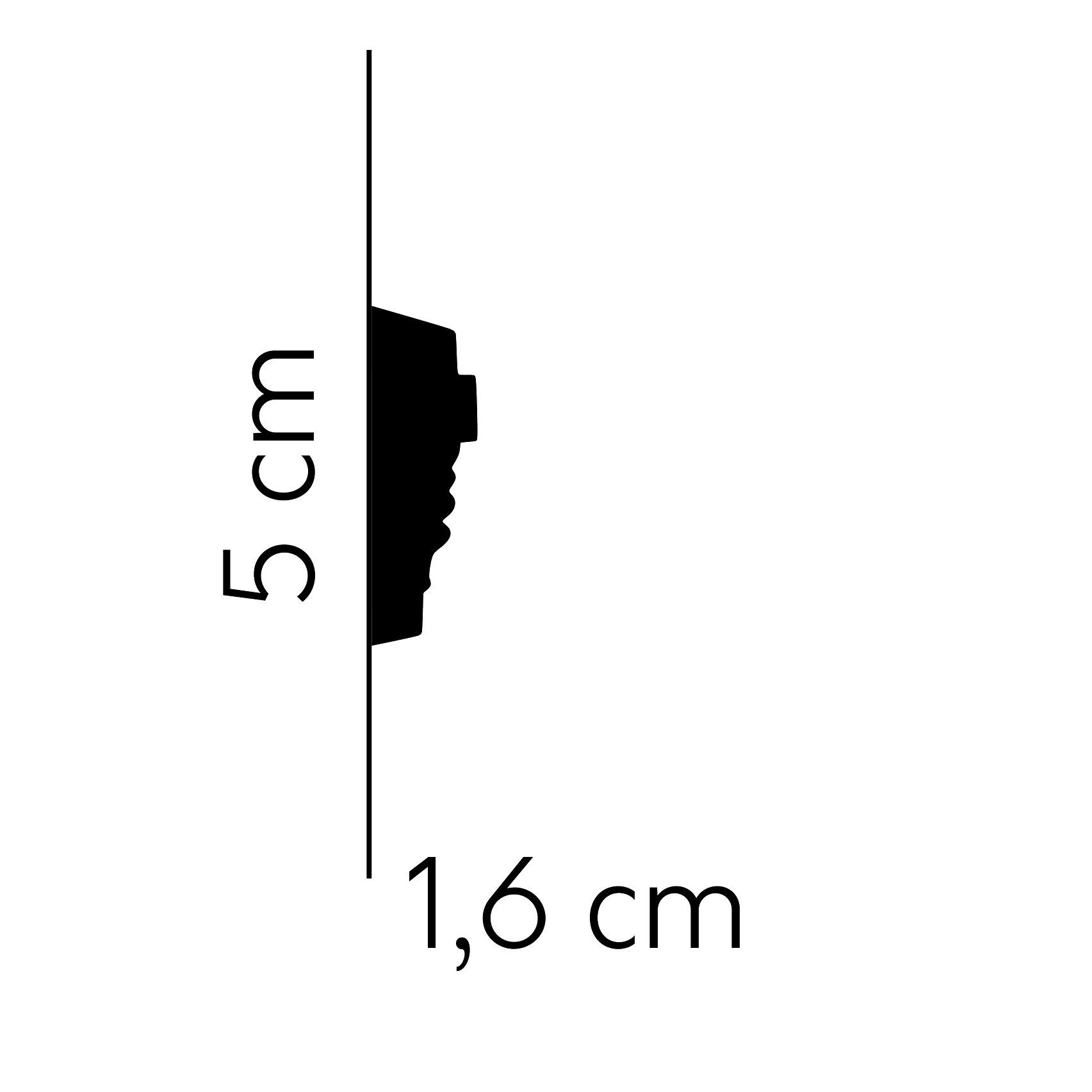 Mardom Zierleiste Wandleiste MDC255 Profoam 16 x 50 x 2000 mm Weiß Deckenleiste Modern, Kleben, Polyurethan