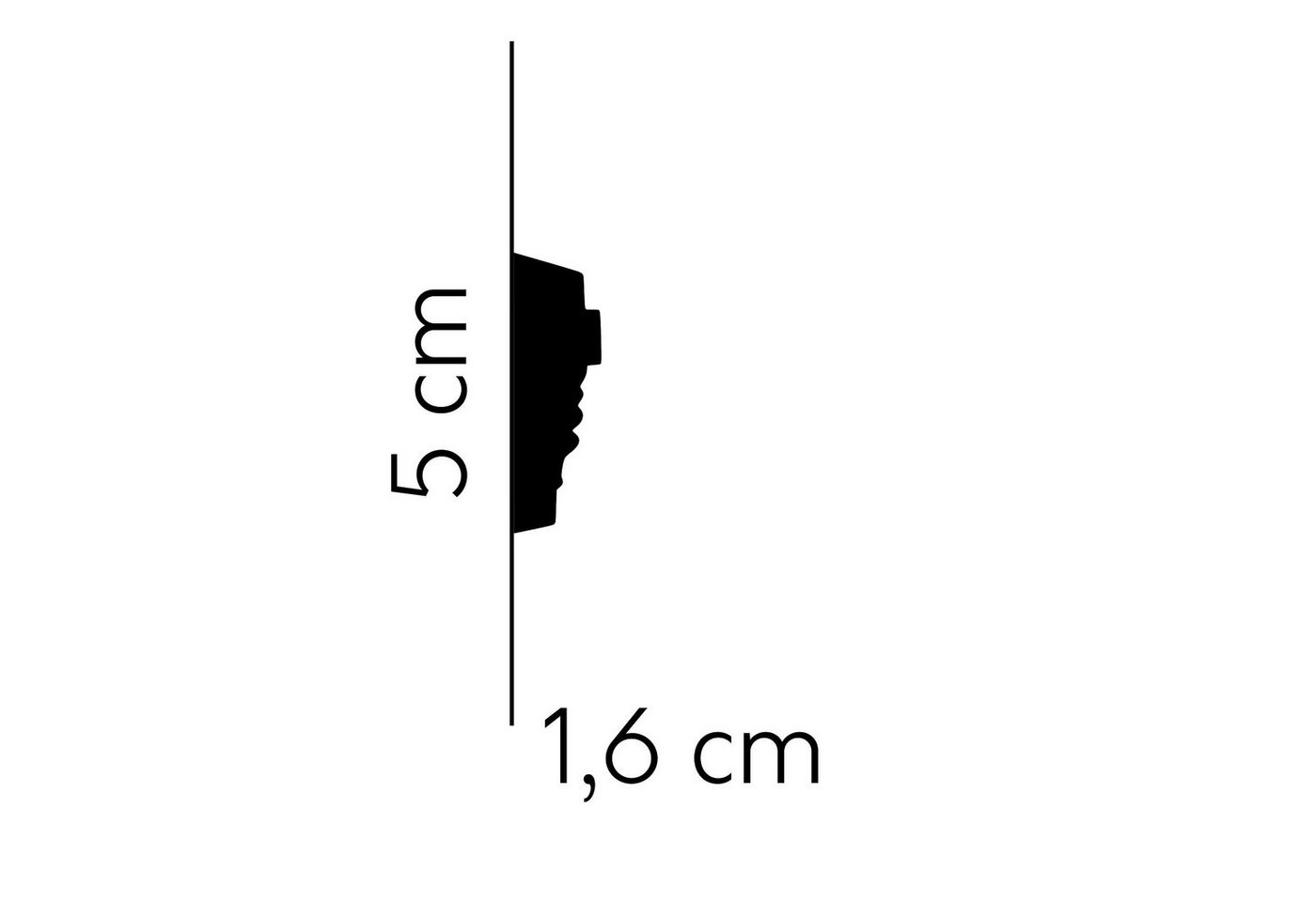 Thumbnail - Mardom Zierleiste Wandleiste MDC255 Profoam 16 x 50 x 2000 mm Weiß Deckenleiste Modern, Kleben, Polyurethan