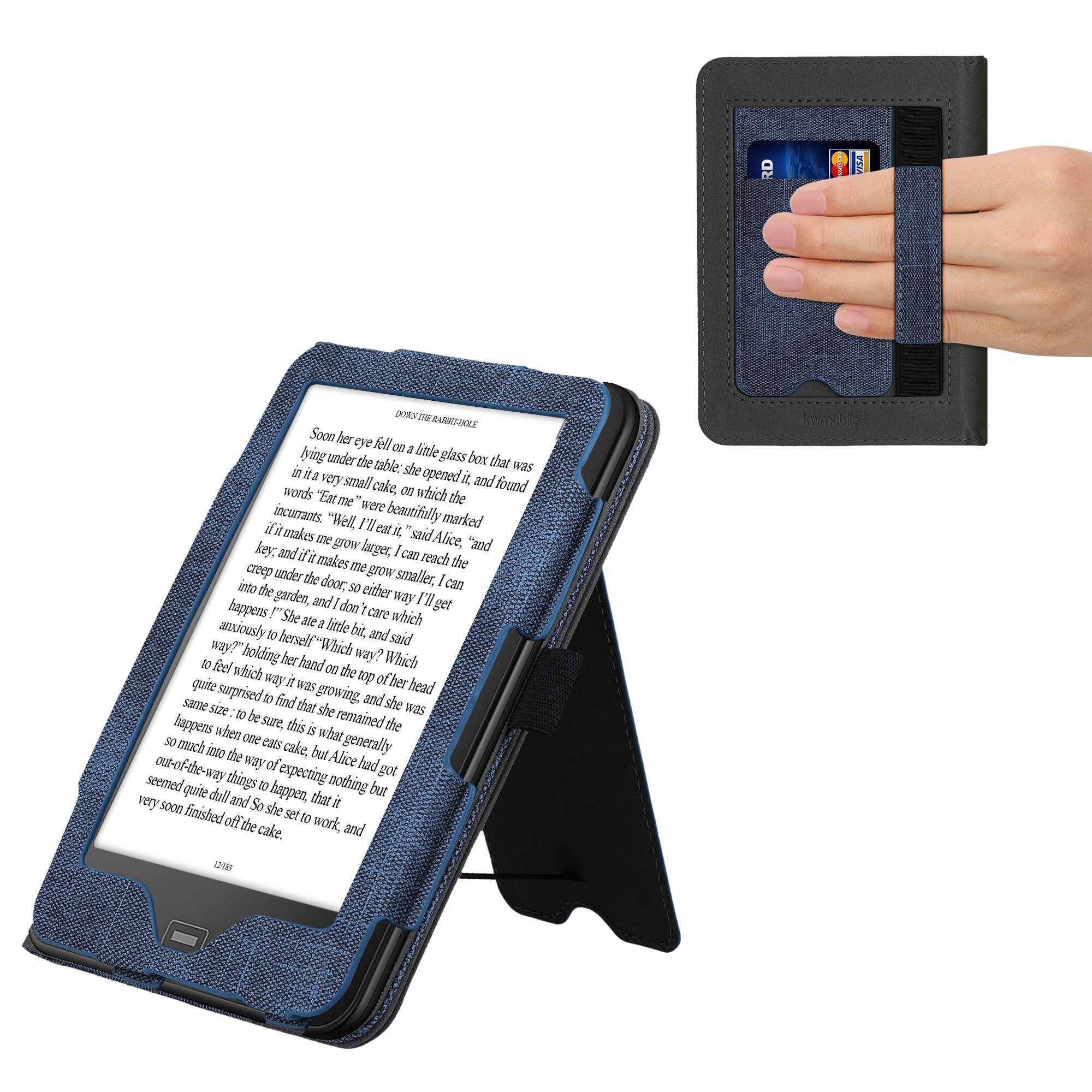 kwmobile E-Reader-Hülle Flip Schutzhülle für Tolino Vision 1 / 2 / 3 / 4 HD, Handschlaufe - Cover Wildleder-Optik