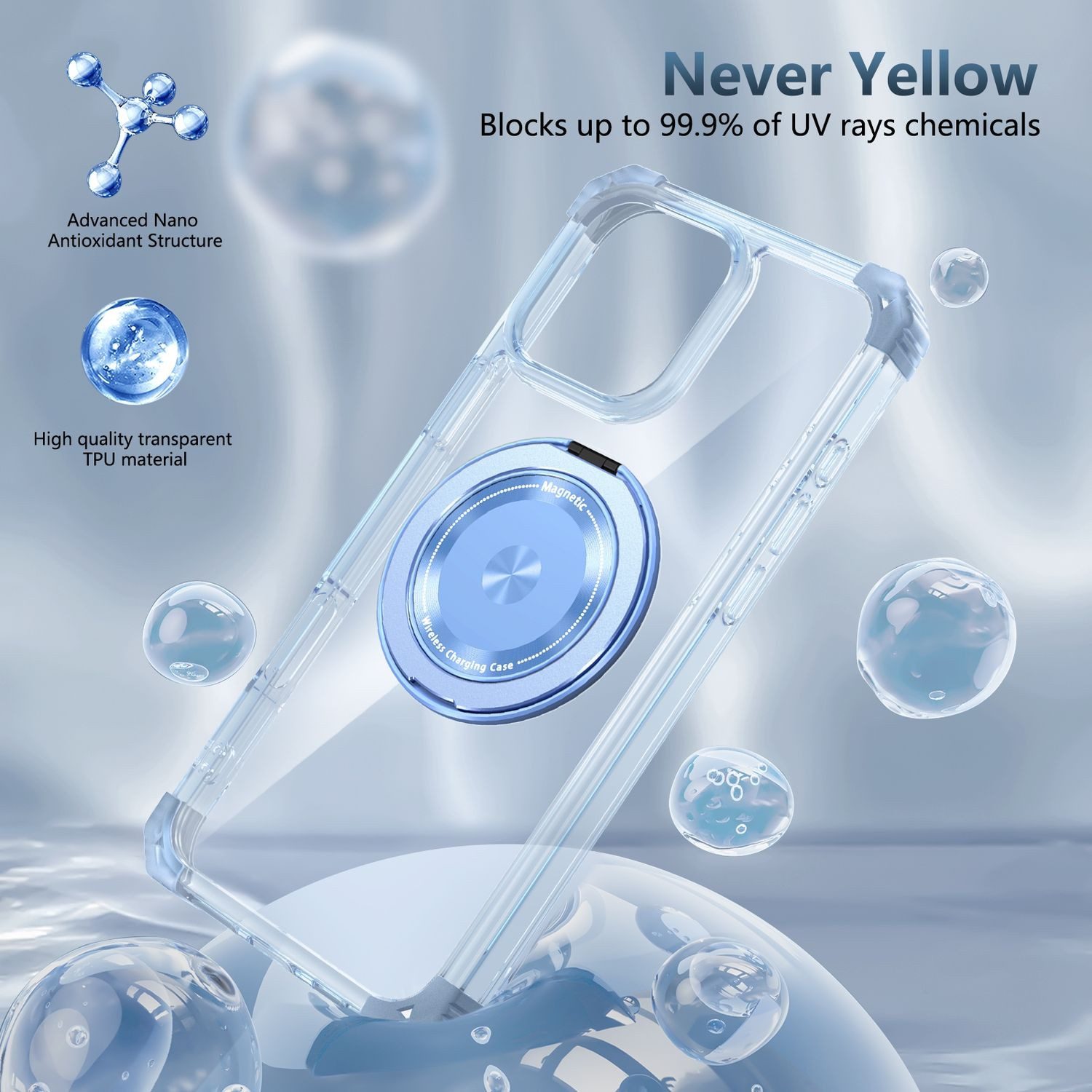 Wigento Handyhülle Für Apple iPhone 16 Pro Gold Shield Design CD MagSafe Hülle Case Blau, Gold Shield Hülle mit CD Muster und MagSafe