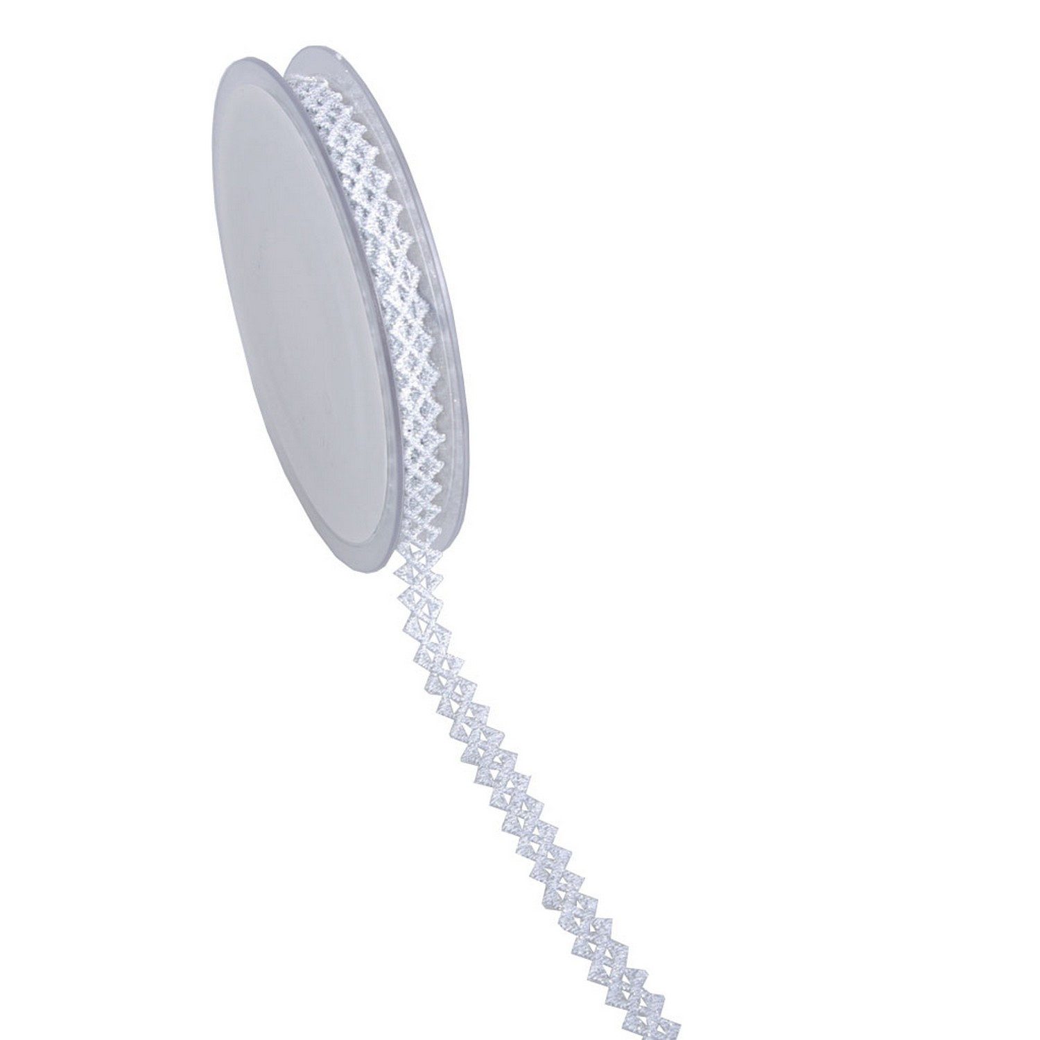 Deko AS Dekoobjekt Dekobordüre Metallic Lurex Rhomb Lace - 10mm - 6,8m - col. 01 silber