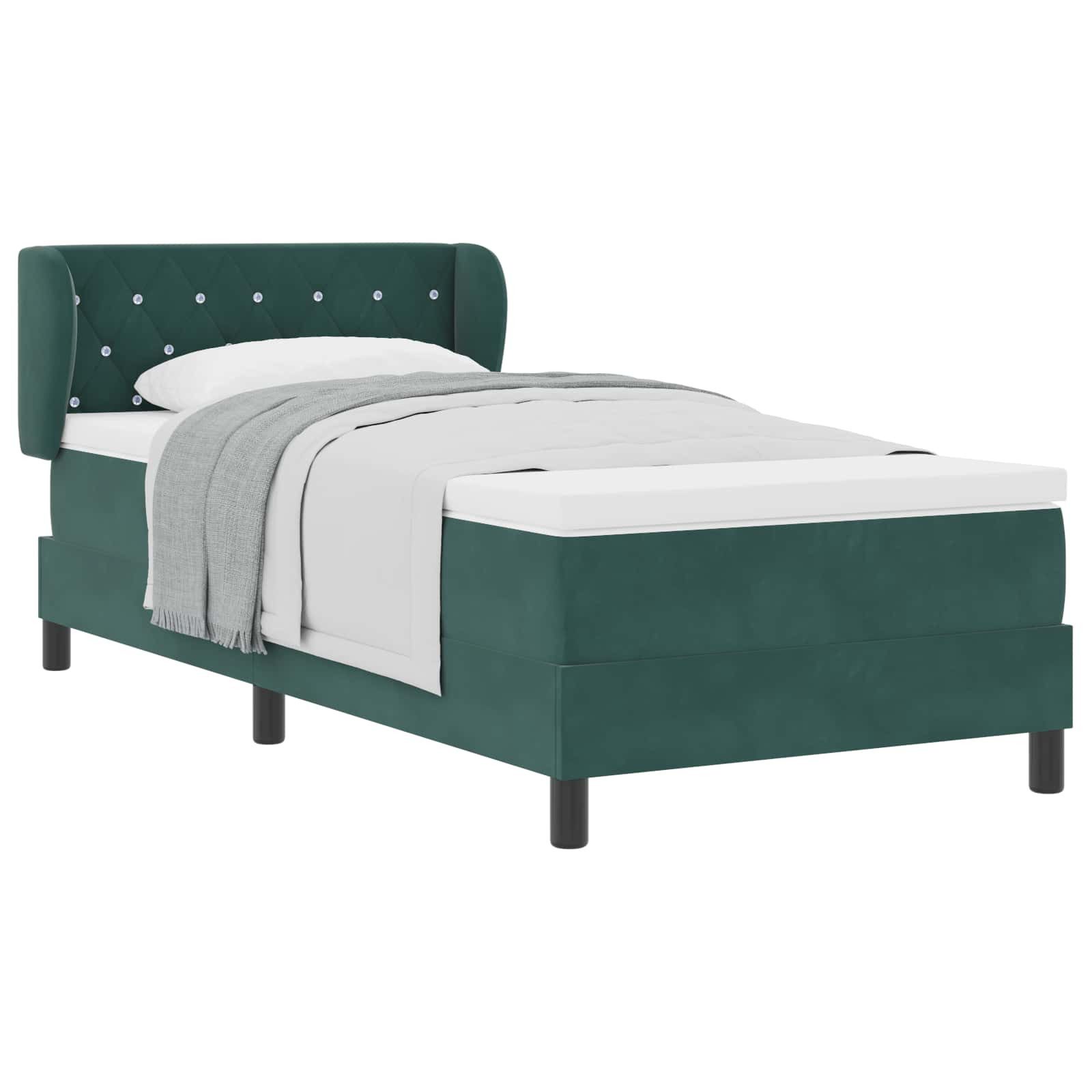 Bett Boxspringbett mit Kopfteil Dunkelgrün 100 x 200 cm Samt