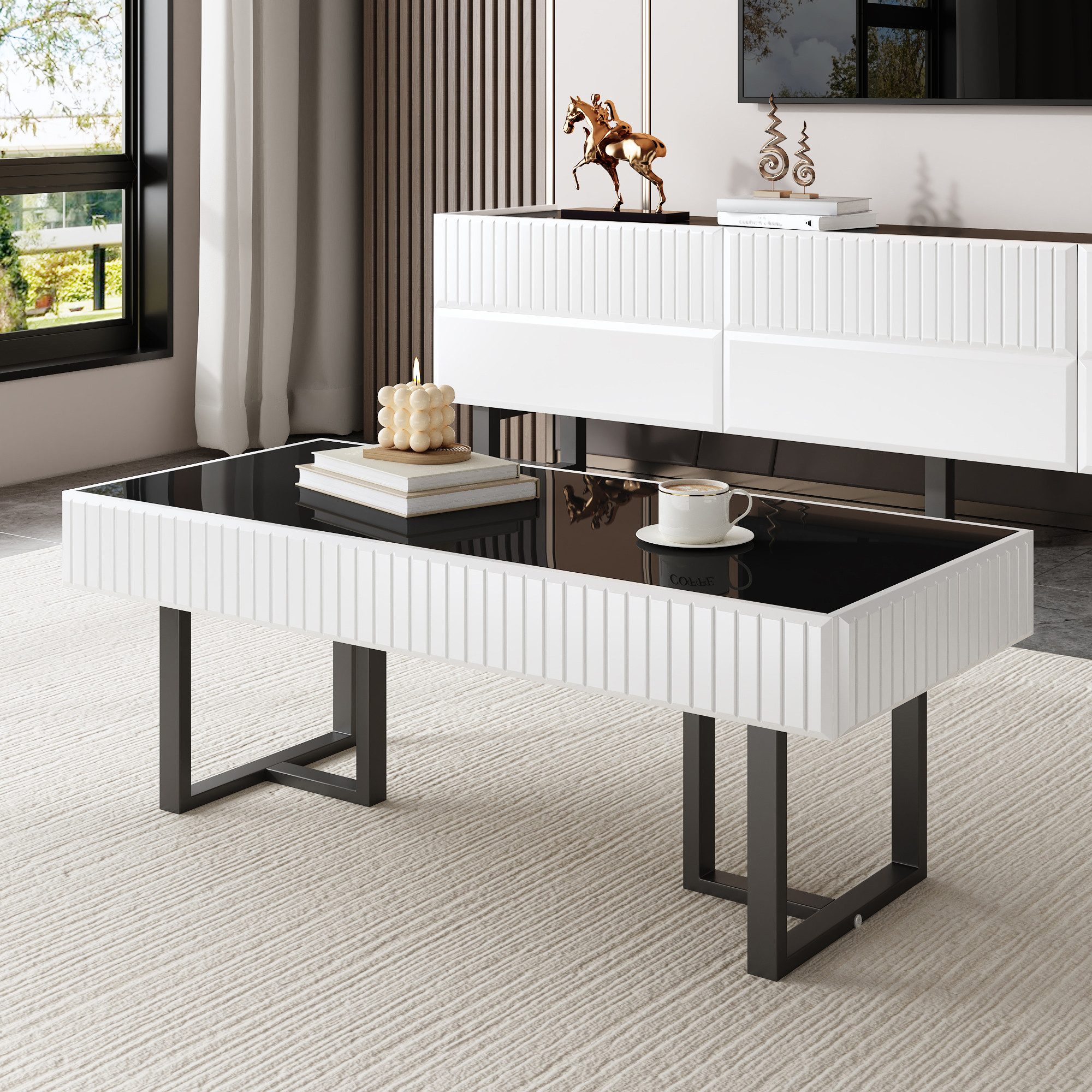 STILVORA Schrank-Set mit Beine,Wohnzimmertisch Sofatisch mit Eisengestell,s günstig online kaufen