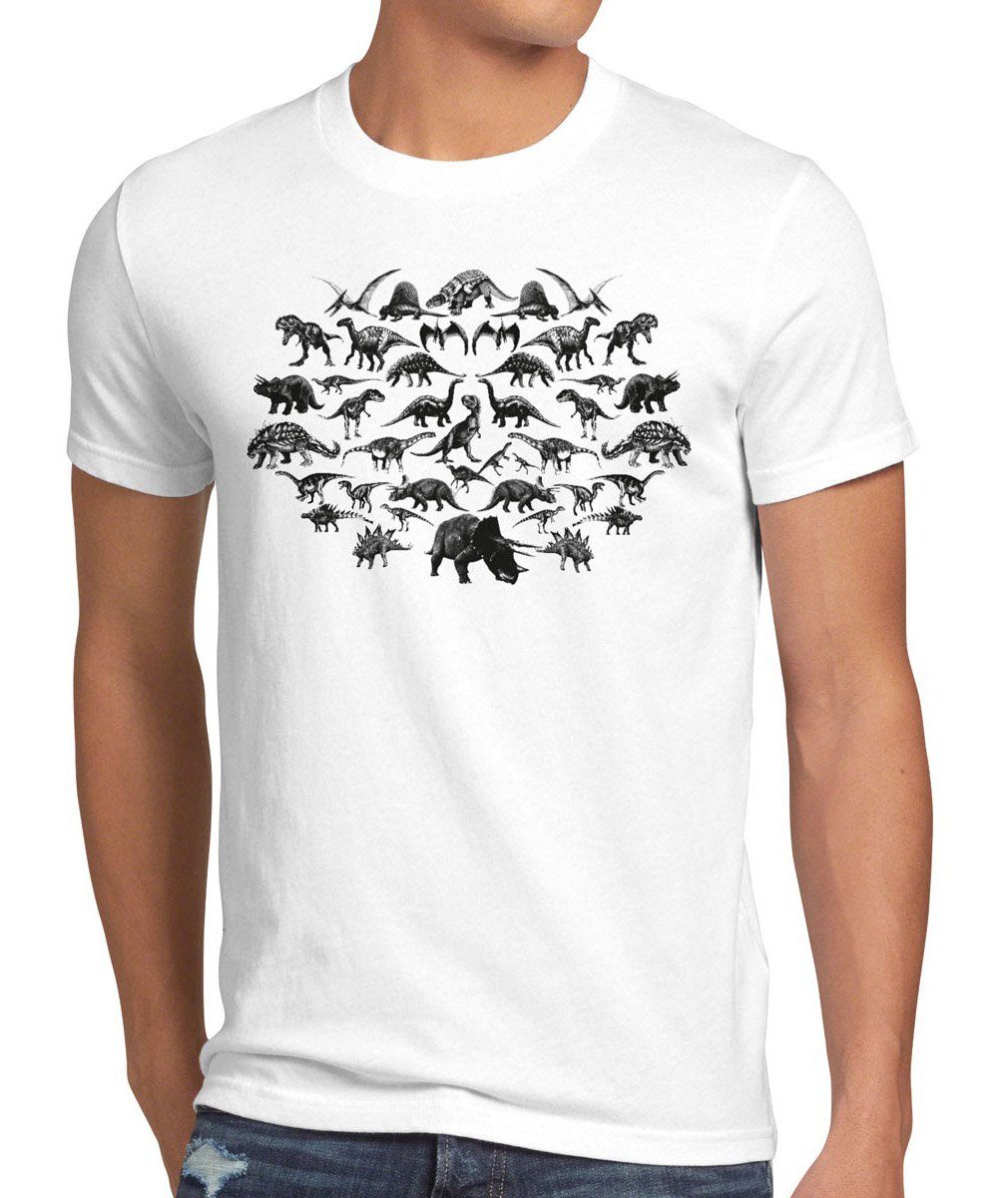style3 Print-Shirt Herren T-Shirt Monster big bang Dinosaurier Sheldon Jurassic Cooper TV Theory weiß | T-Shirts