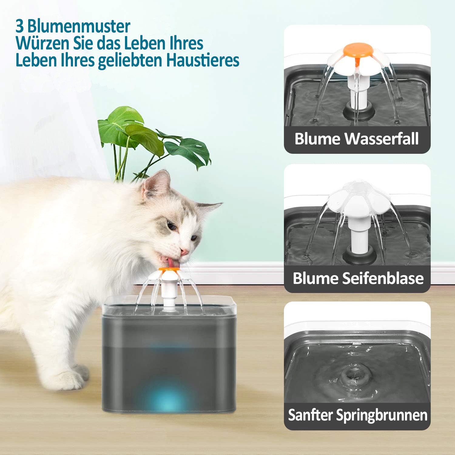 zggzerg Trinkbrunnen Hund LED Trinkautomat, Katzen Wasserspender leise (2L) günstig online kaufen