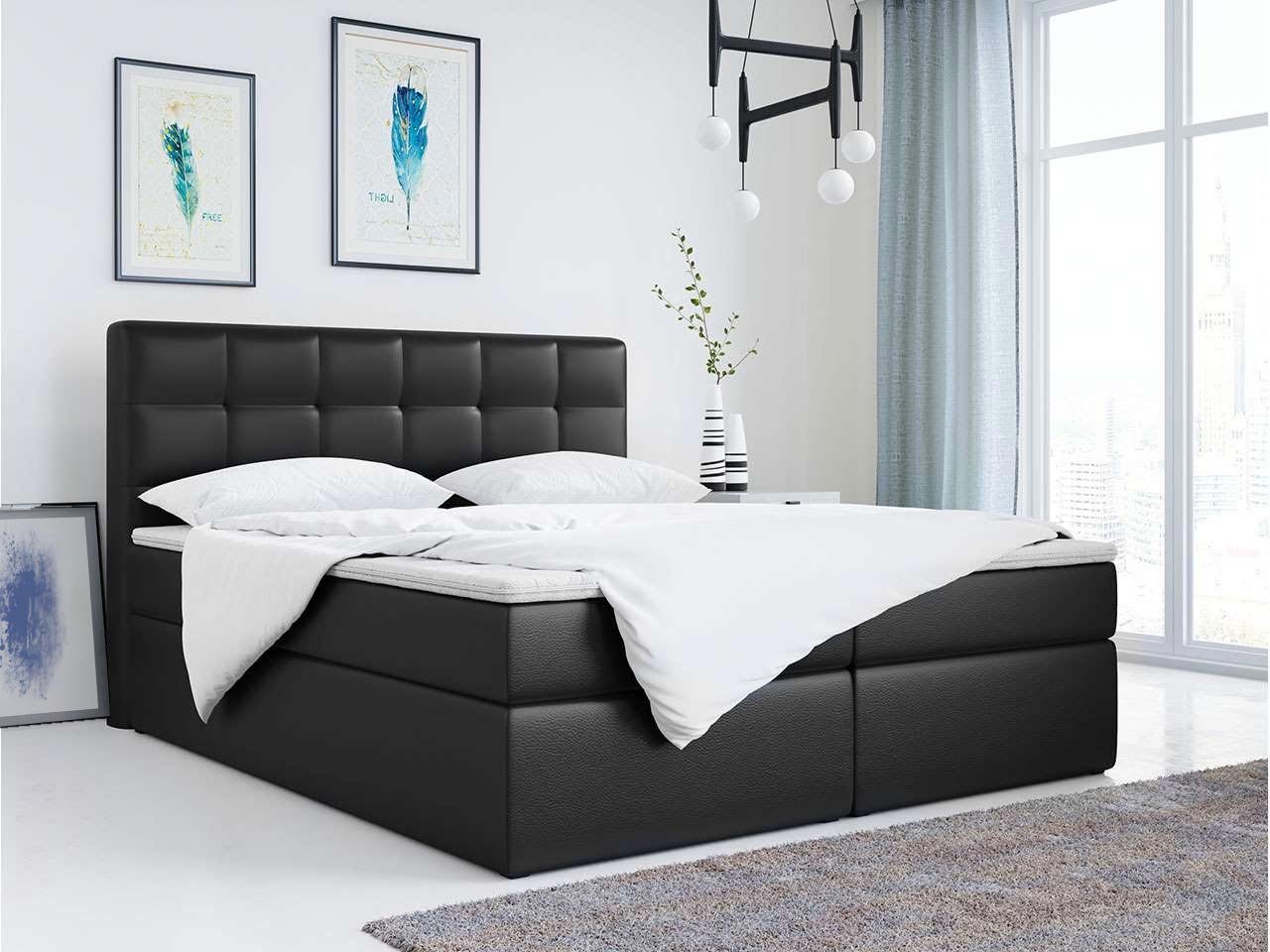 MKS MÖBEL Boxspringbett TOP2, Polsterbett mit Multipocket-Matratze, Stauraumbett