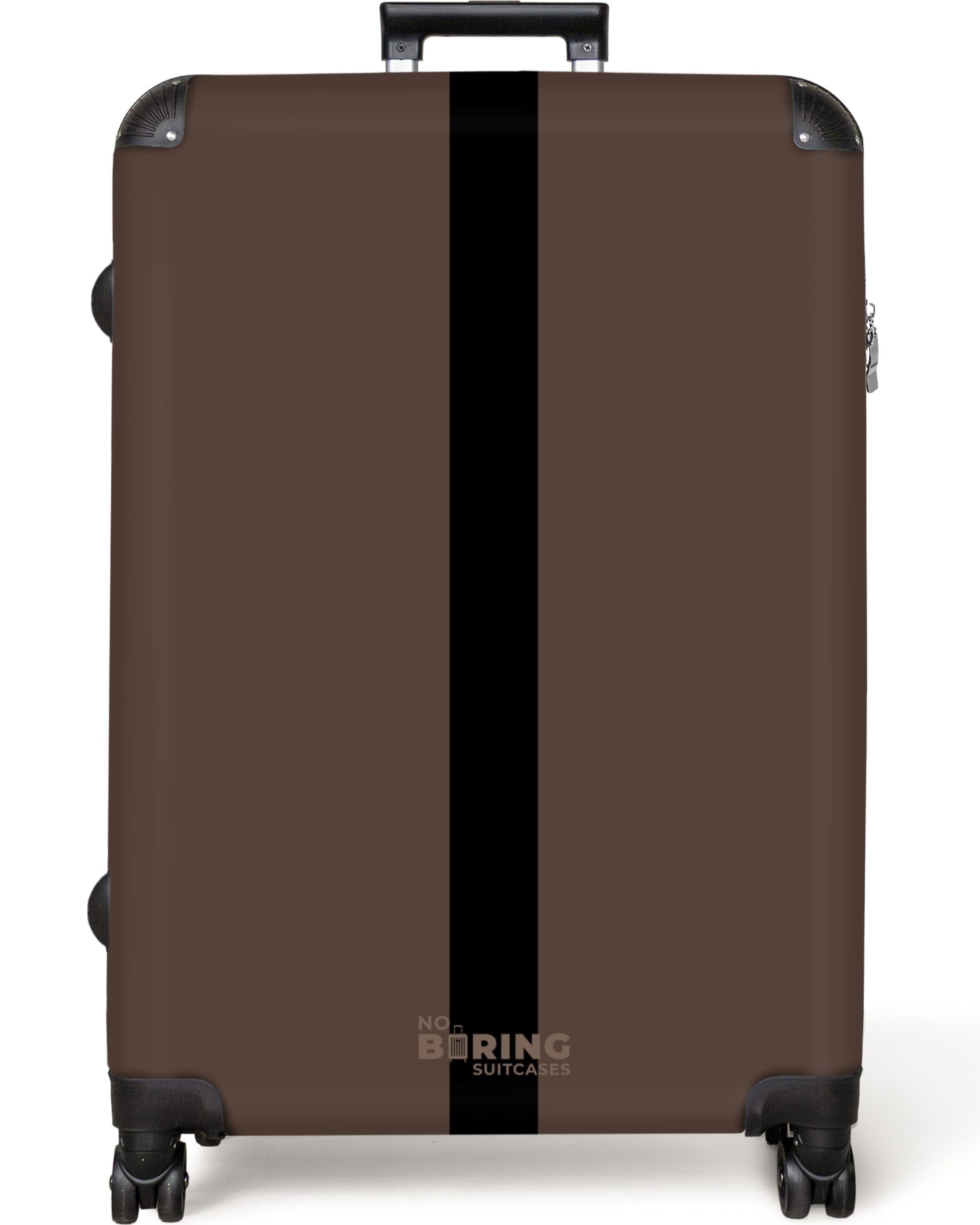 NoBoringSuitcases.com© Hartschalen-Trolley Dunkelbraun mit schwarzem Streif günstig online kaufen