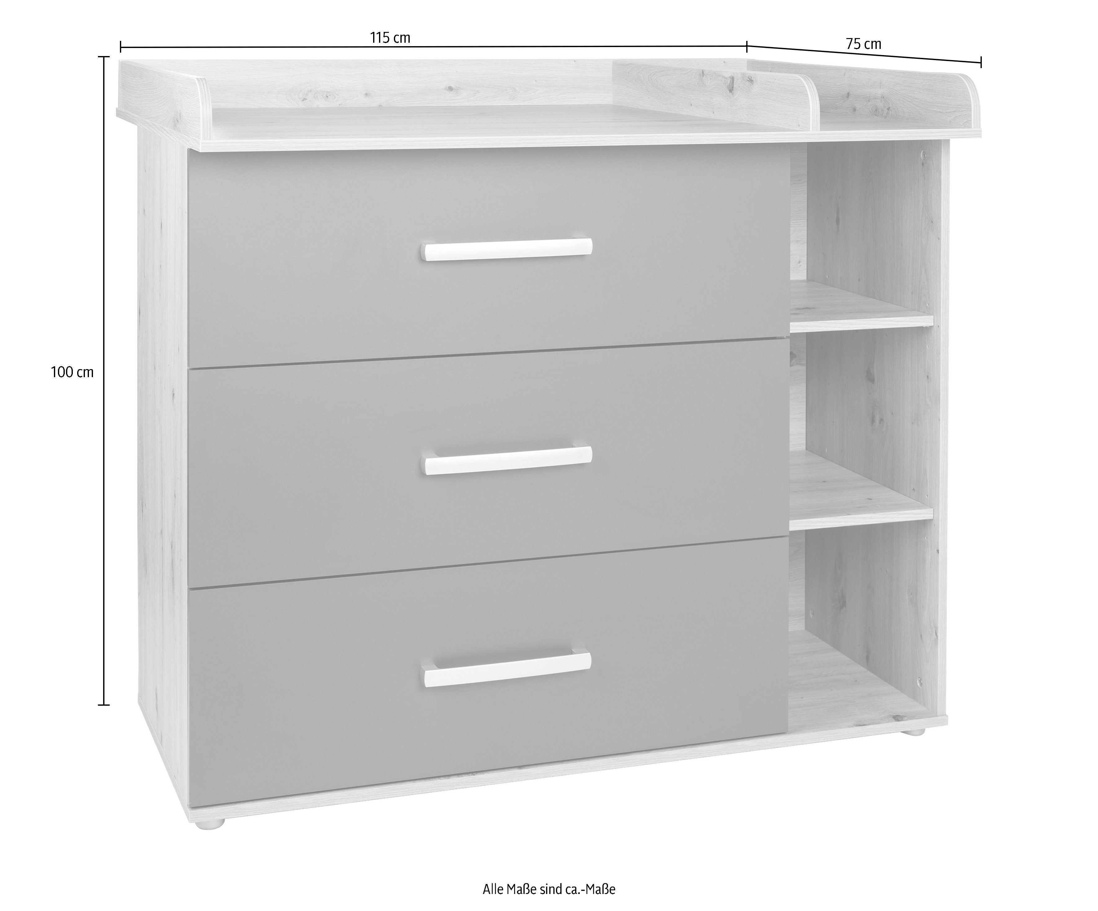 arthur berndt changing chest of drawers wrap dresser »Alessio«, anthracite with oak Artisan decor, Made in Germany