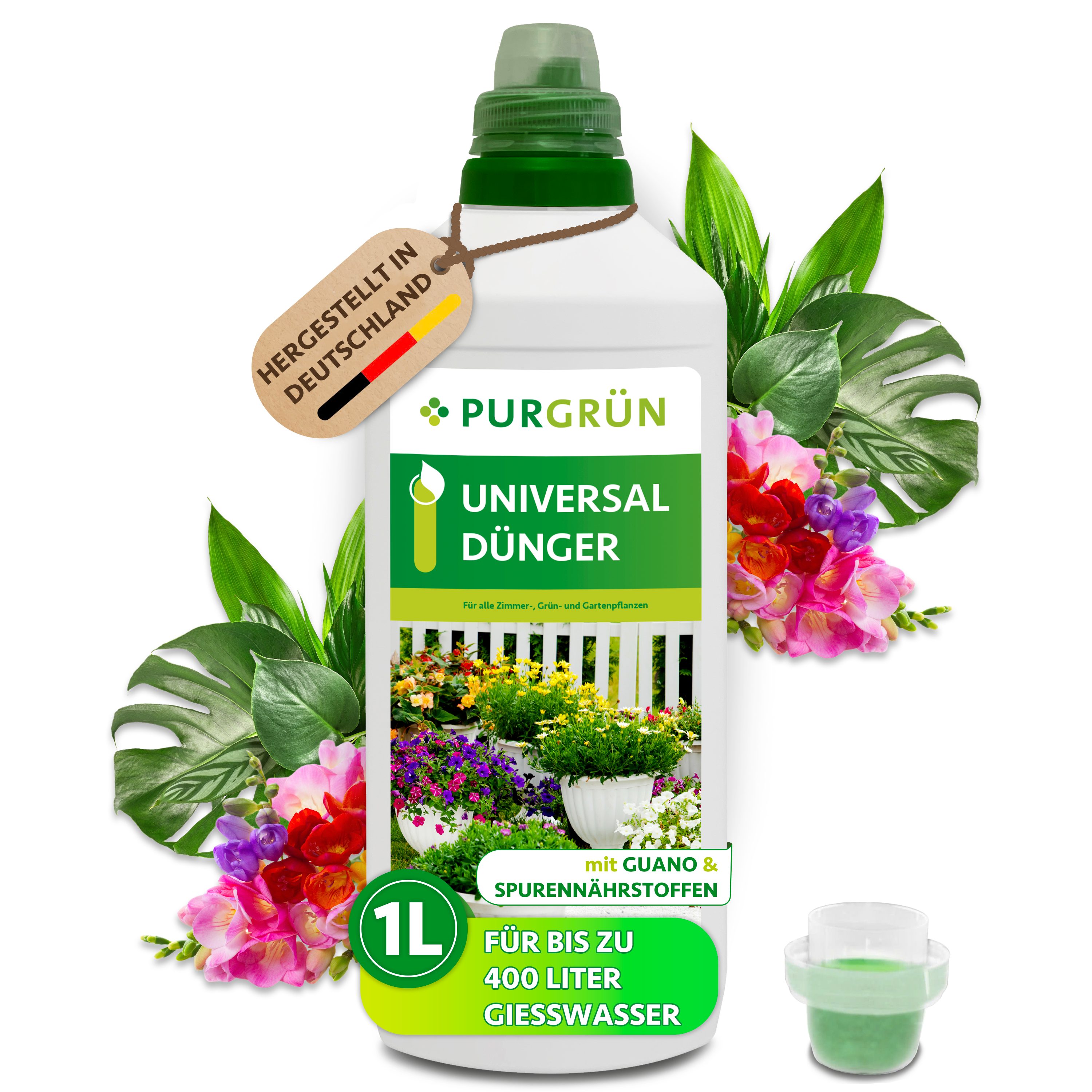 Purgrün Universaldünger Universaldünger, NPK 7+5+6, Guano, Spurennährstoffe, 1L, Flüssigdünger, 1-St., 1 Liter