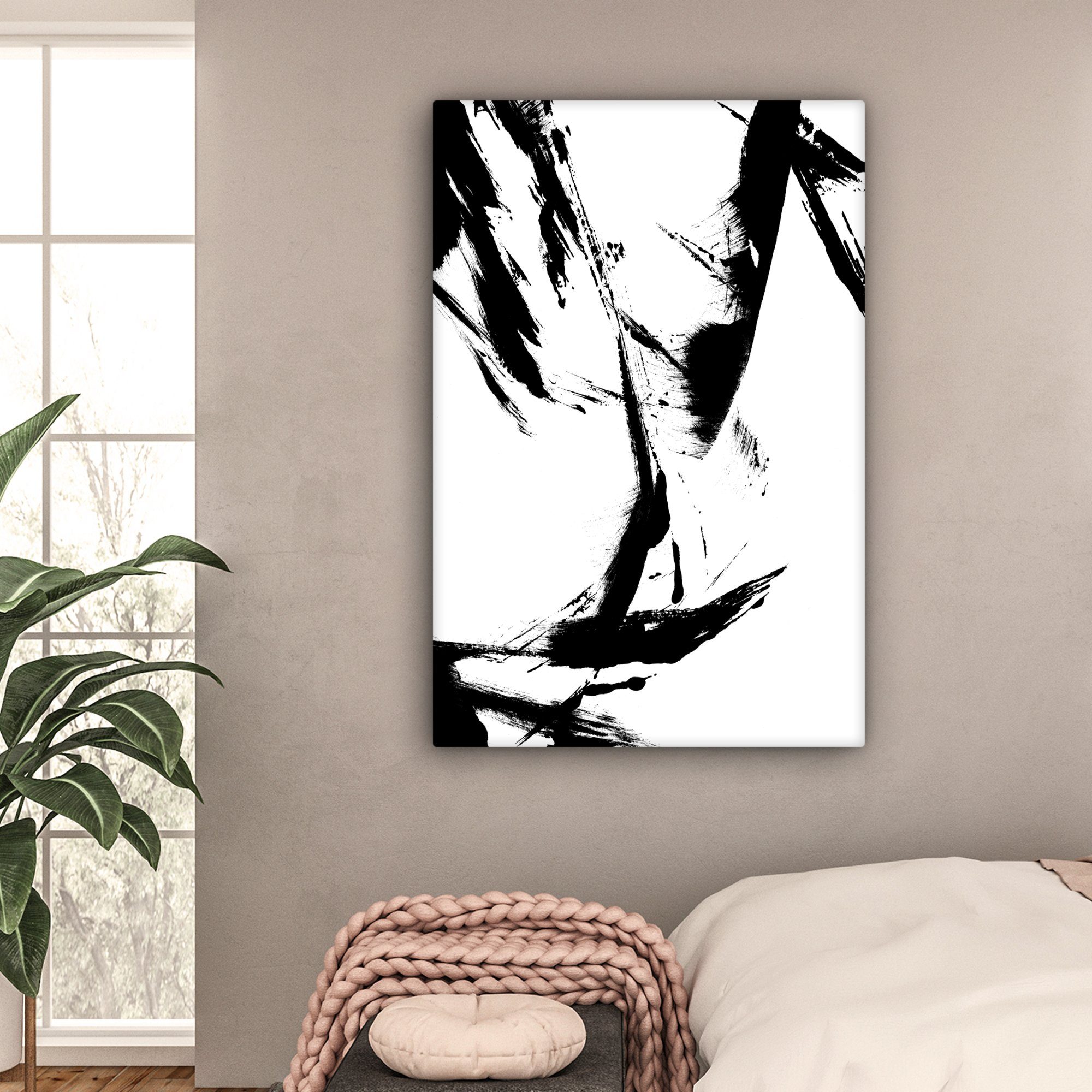 OneMillionCanvasses® Leinwandbild Farbe - Schwarz - Abstrakt, Fotodruck (1 St), Bilder groß Wohnzimmer Schlafzimmer 80x120 cm