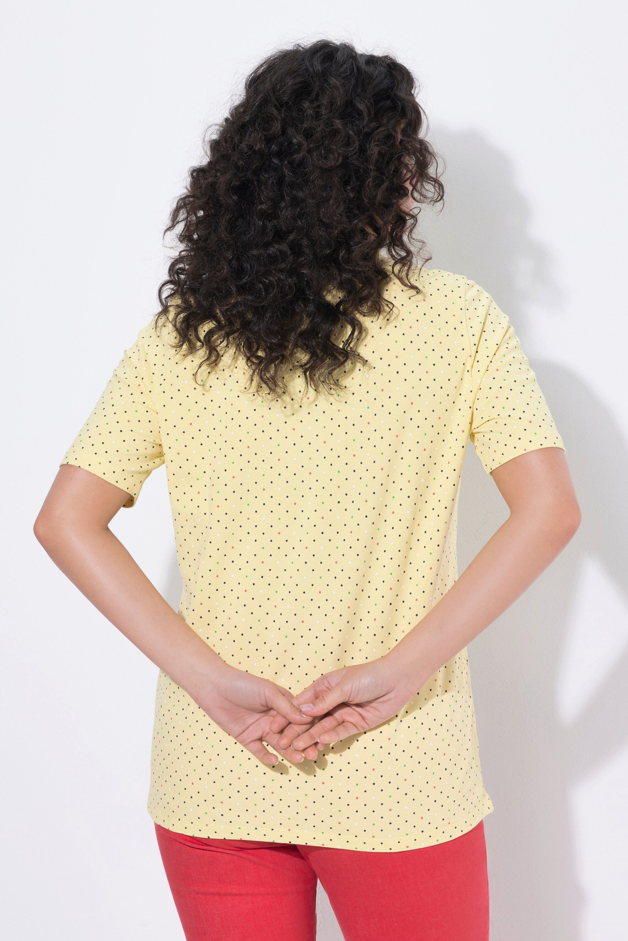 Ulla Popken Poloshirt Poloshirt Punkte Polokragen Halbarm Pima Cotton
