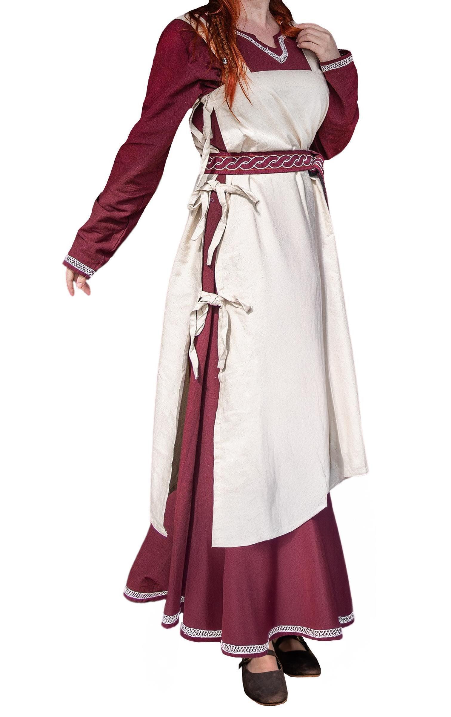 Leonardo Carbone Wikinger-Kostüm Überkleid "Hildegard" mit breiten Trägern, seitliche Bändel, hochwertige Baumwolle