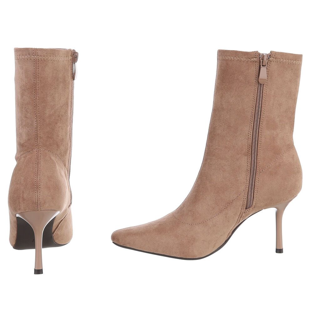 Ital-Design Damen Stiefelette mit High Heel und Sockendesign High-Heel-Stiefelette (92214112) Pfennig-/Stilettoabsatz Stiefeletten in Hellbraun – Bild 5 von 5