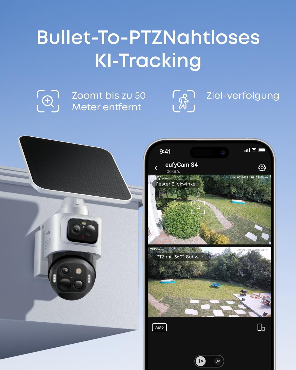eufy Überwachungskamera EUFY CAM S4 SOLO (Scharfes, präzises CAM Schneidesystem)