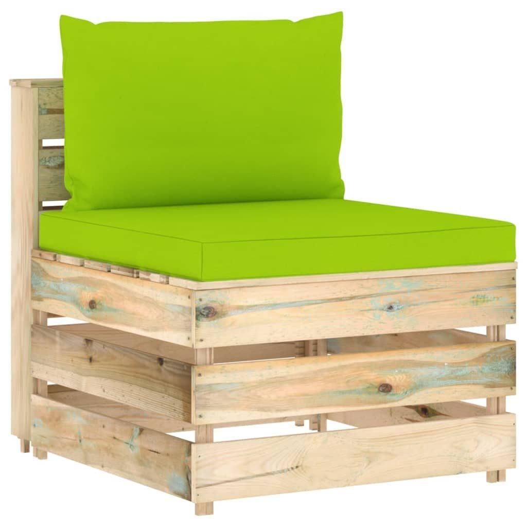 vidaXL Loungesofa Modulares Mittelsofa mit Kissen Grün Imprägniertes Holz, 1 Teile Hellgrün und Braun