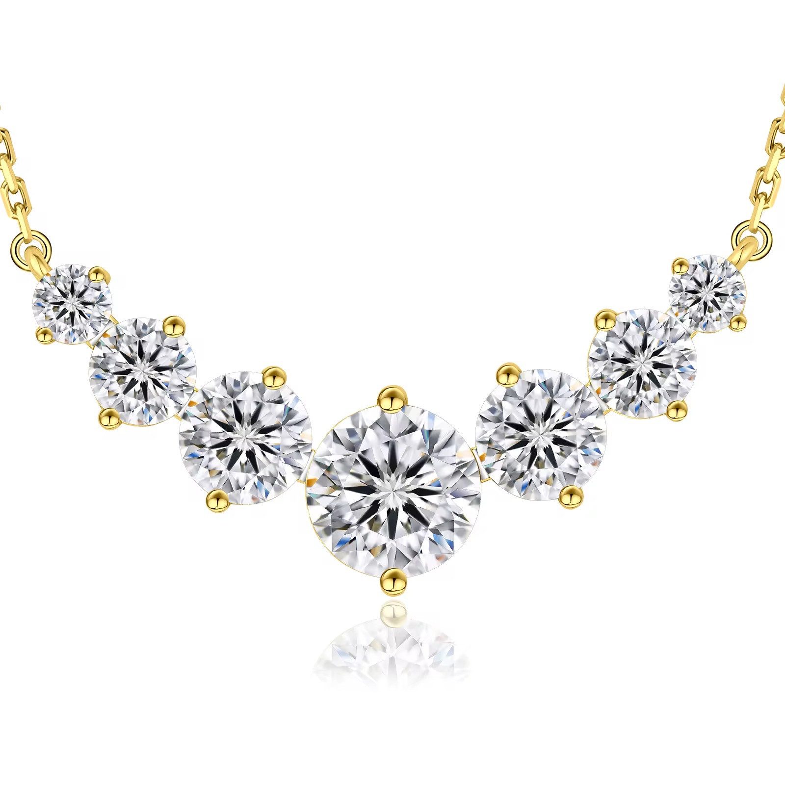 ROUGEMONT Collier Funkelnde Moissanit Damen Collier Halskette 925 Sterling Silber, Echtschmuck