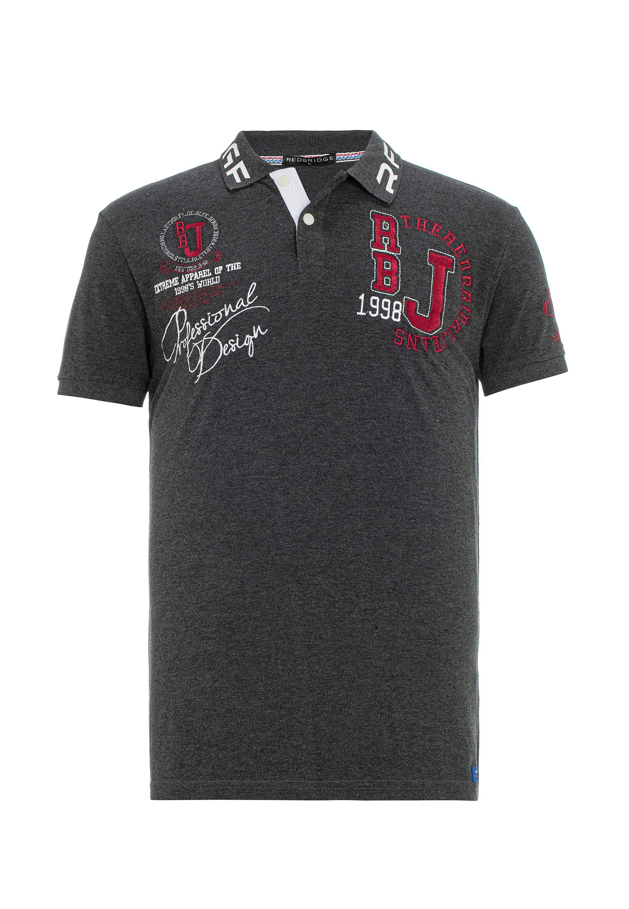 Poloshirt RedBridge Stickerei Slim Orlando Fit mit im dunkelgrau