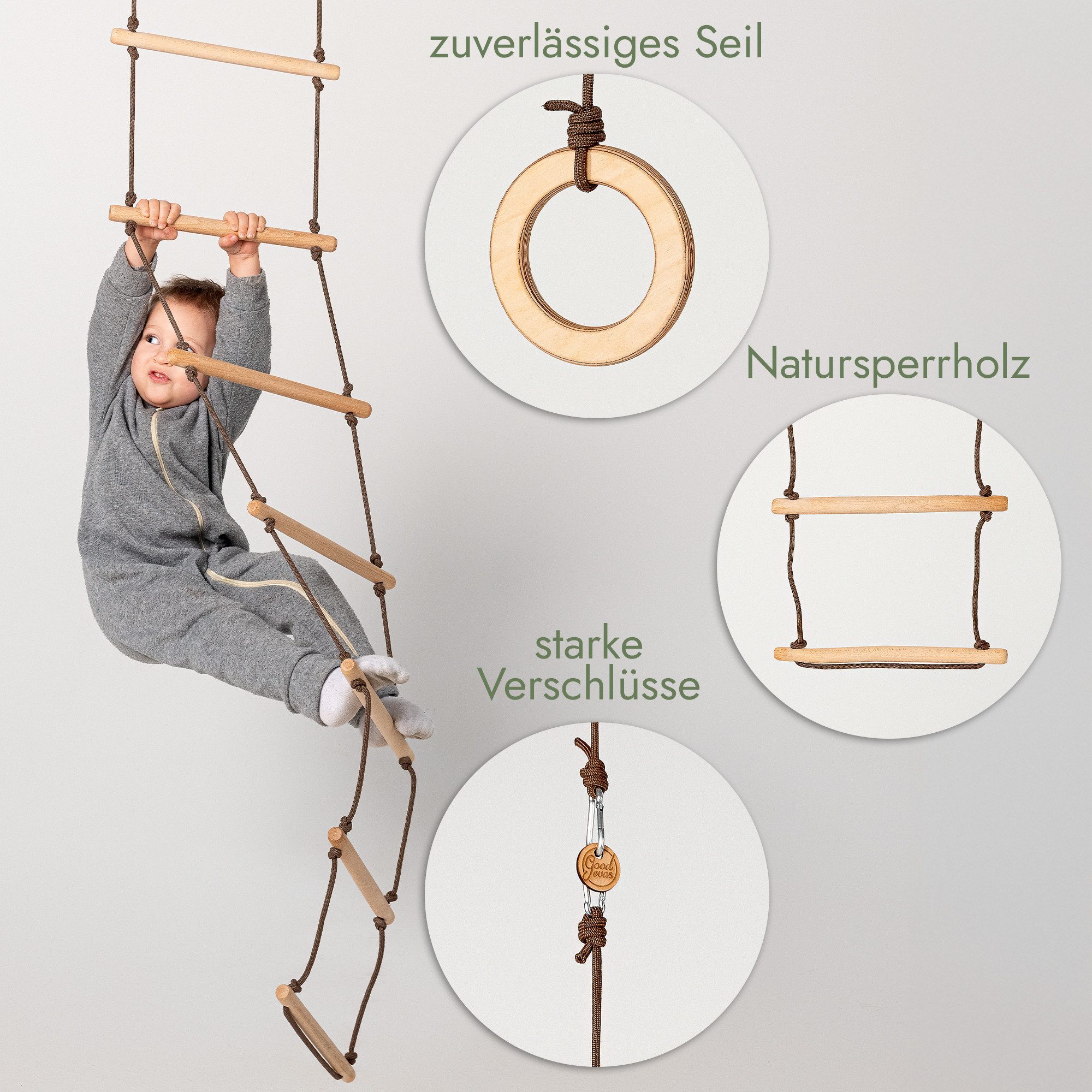 Goodevas Klettergerüst Multifunktionale Schwedenwand & Klettergerüst für Kinder, (3-St)