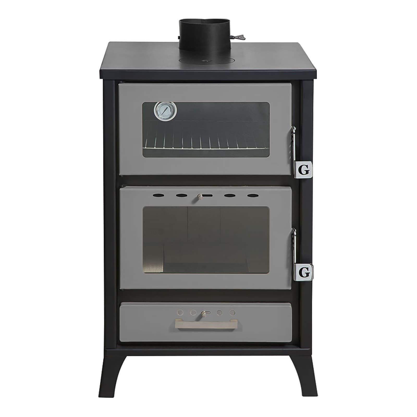 Gekas Kaminofen Holzofen mit Pizzafach / Backfach mit 22 kW, 120 bis 200m² Wohnfläche, 22 kW, Holzöfen, Kaminöfen, (große Räume, MG 500), Stahl