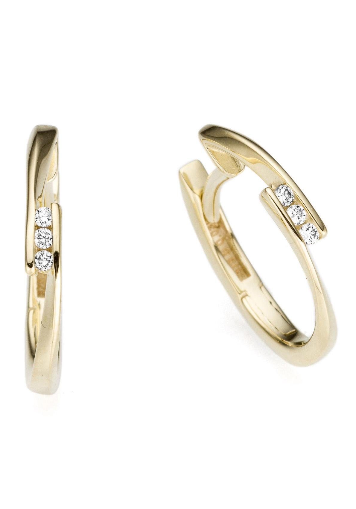 Firetti Paar Creolen Schmuck Geschenk Gold 375 Ohrschmuck Creole, mit Brillant