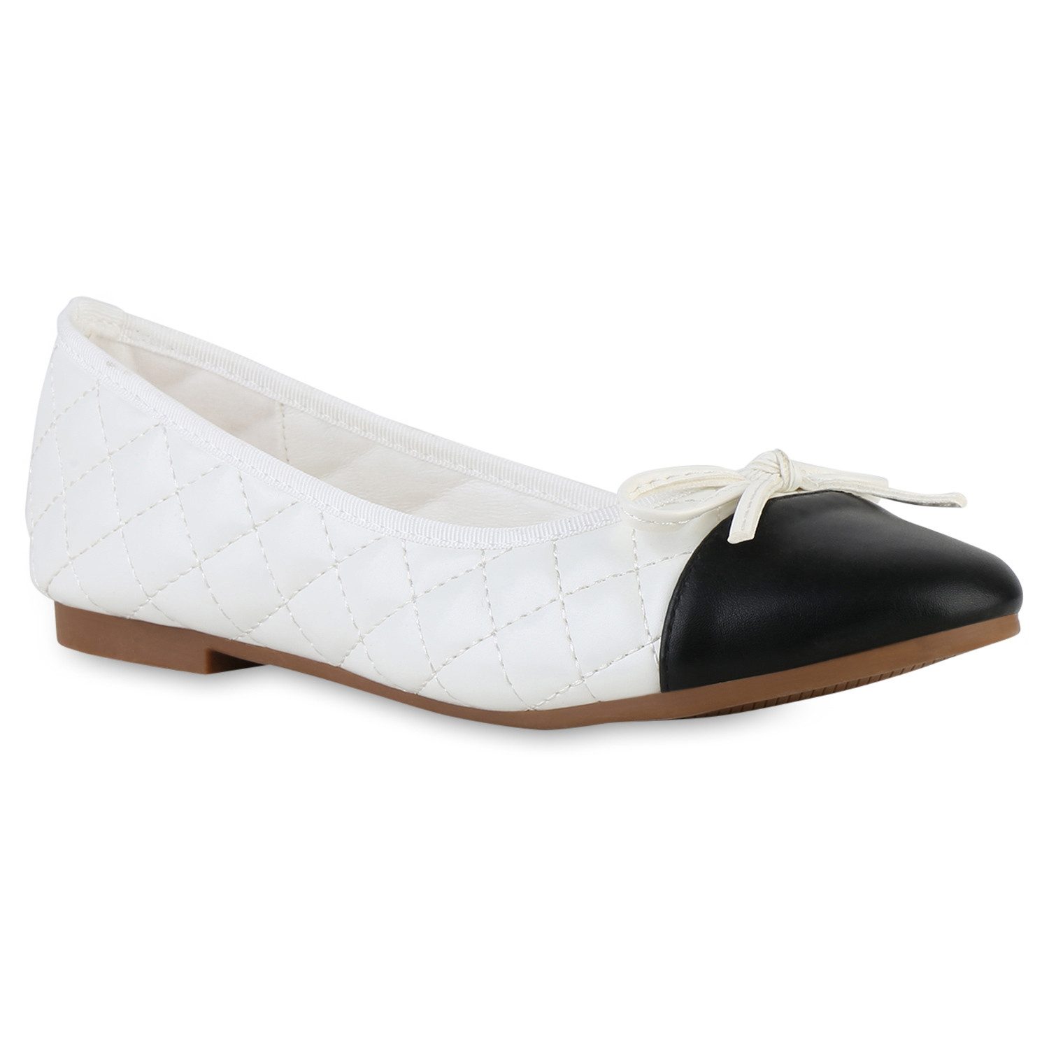 VAN HILL 841554 Ballerina Damen Klassische Ballerinas Gesteppte Leder-Optik günstig online kaufen