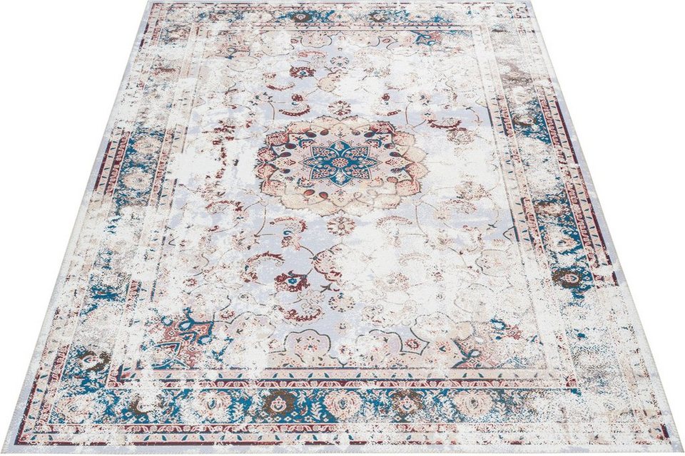 Teppich Rosio, Leonique, rechteckig, Höhe: 6 mm, Vintage Design, Orient- Design, Flachgewebe, Teppich mit Bordüre