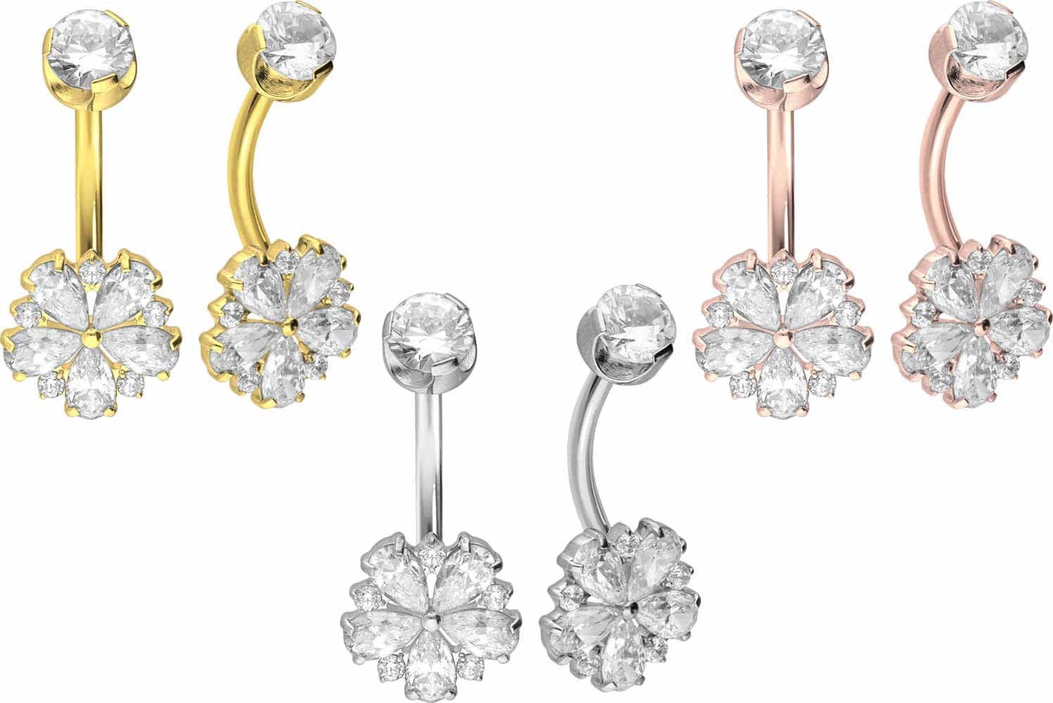 PIERCINGLINE Bauchnabelpiercing Titan Bananabell mit Innengewinde KRISTALLB günstig online kaufen