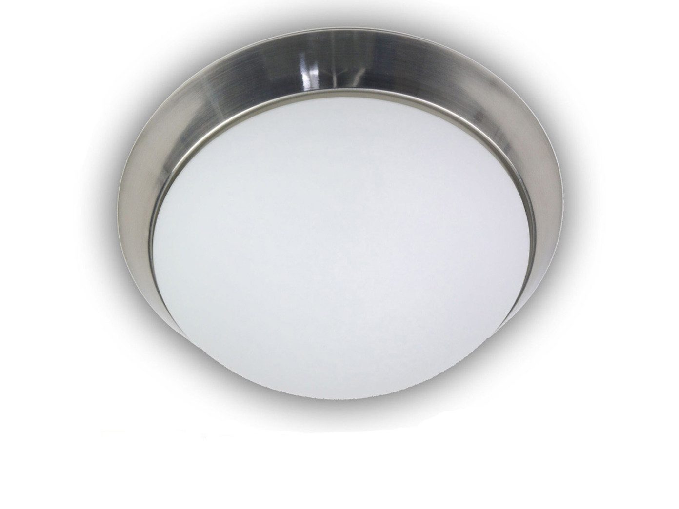 niermann LED Deckenleuchte Schirm Opal-Glas mit Silber, Ø 30cm, dimmbar, LED wechselbar, Warmweiß, Coole Deckenlampe für Wohnzimmer Decke inklusive E27 LED