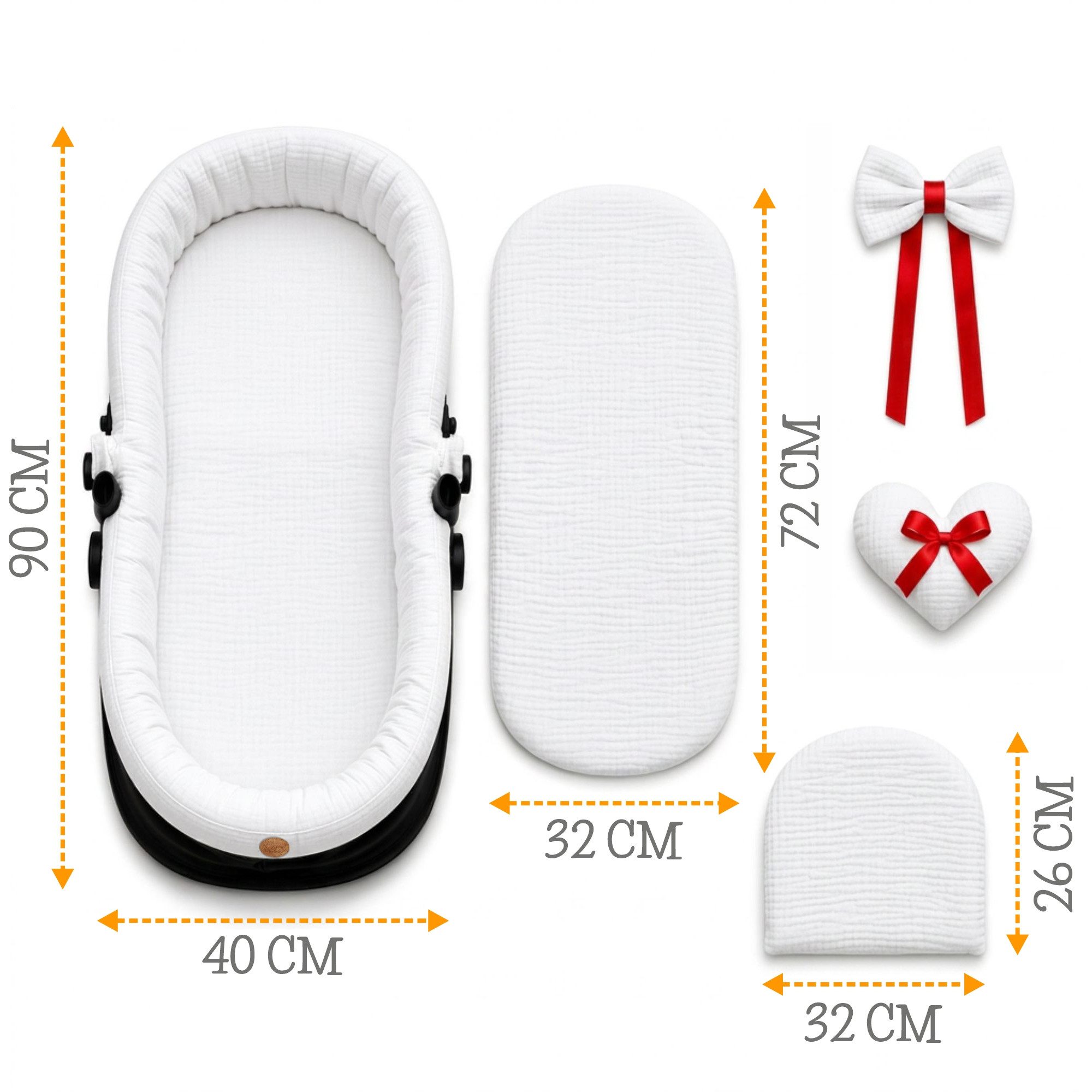 Totsy Baby Kinderwagen-Bezug Stubenwagen Umrandung Musselin Nestchen Set 3tlg Kissen Einlage Baby